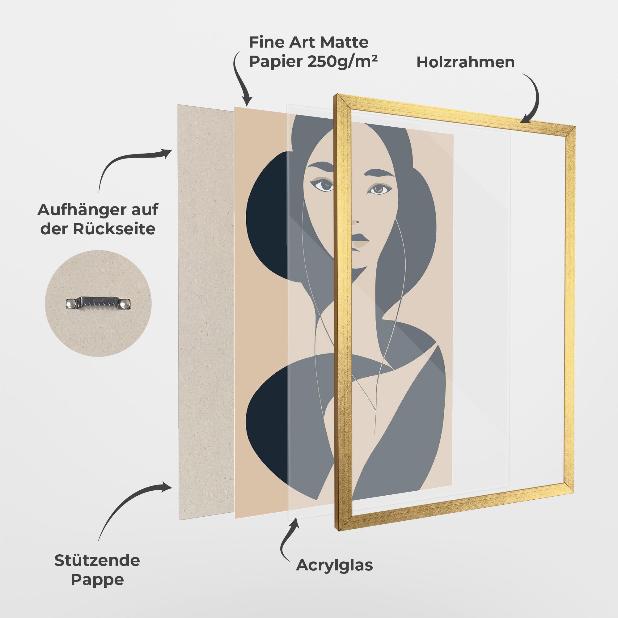 Gerahmte Poster Cream Blue Woman mockup 1