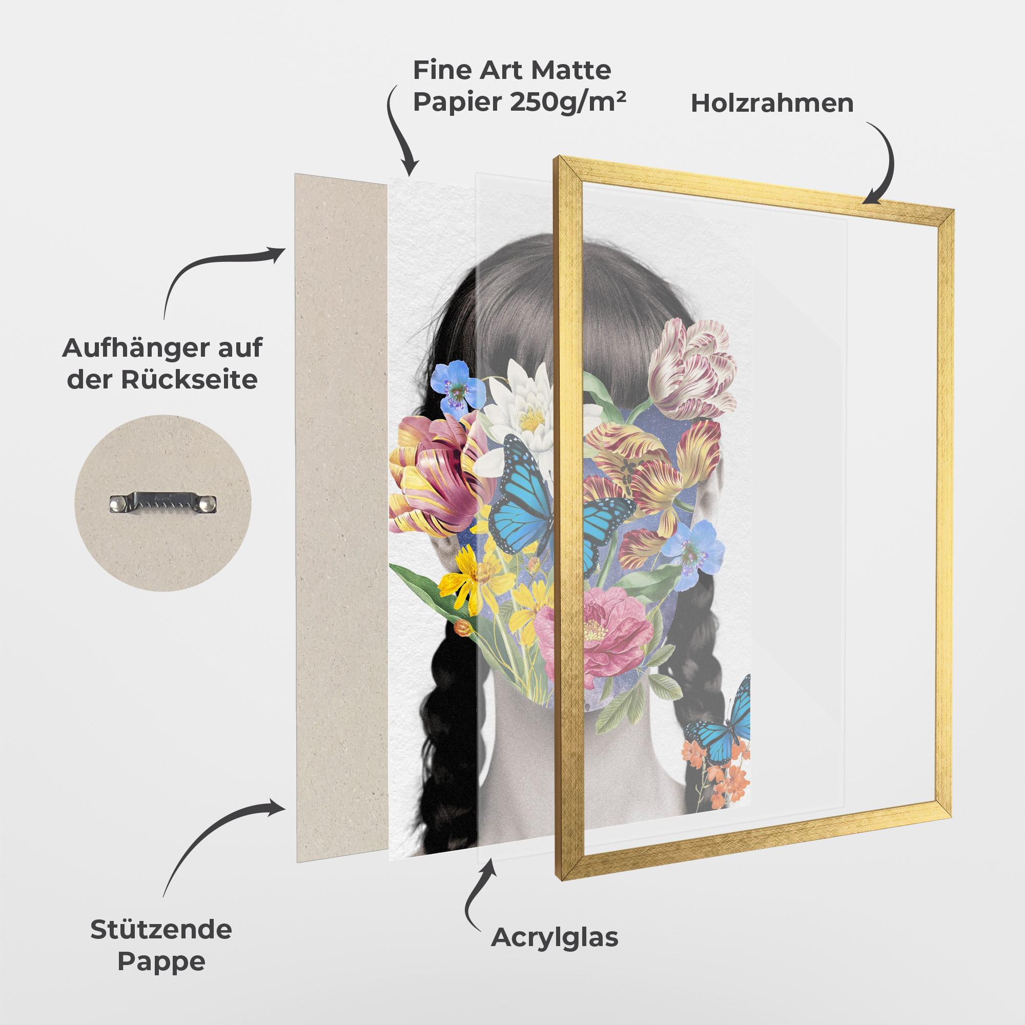 Gerahmte Poster Flower Face Woman mockup 1