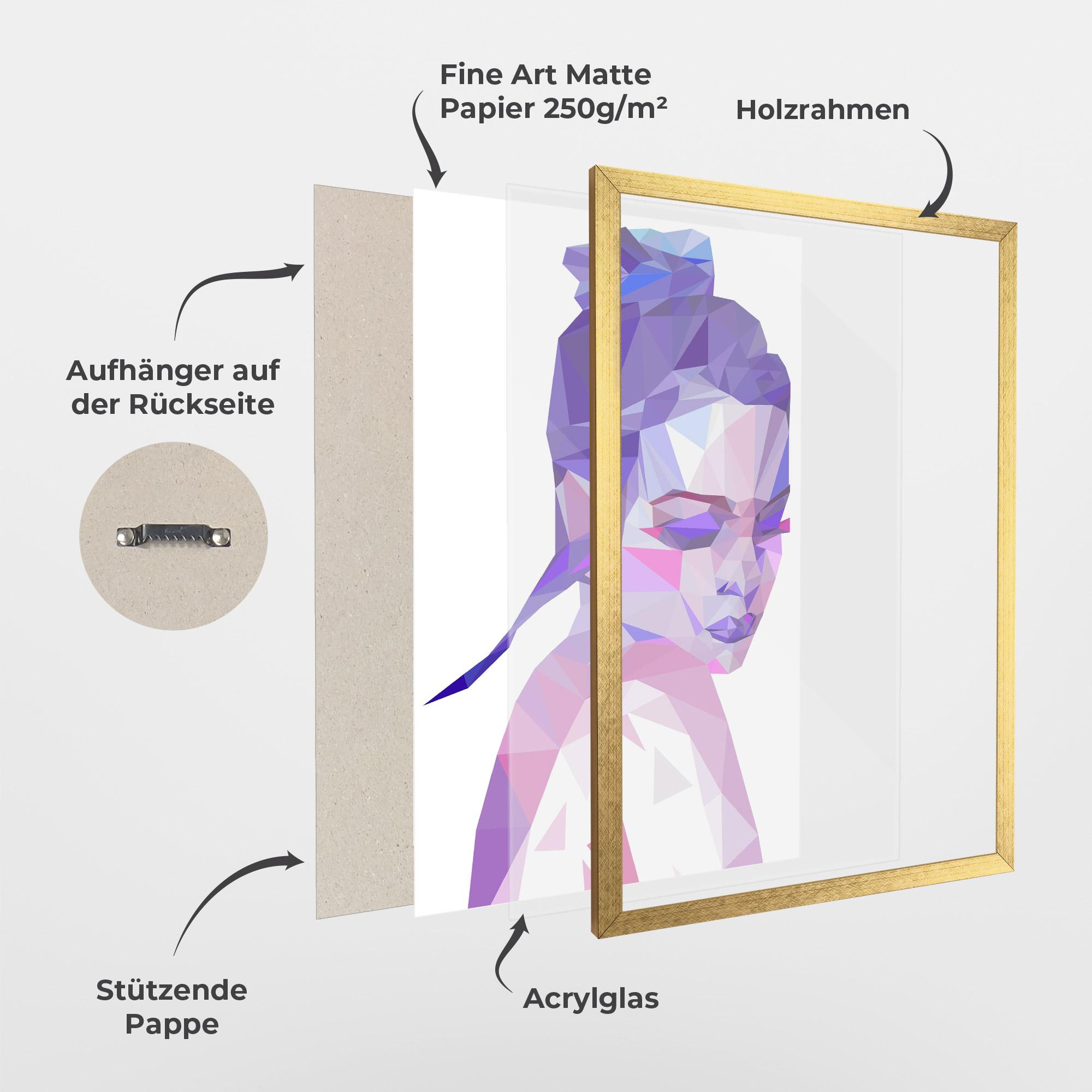 Gerahmte Poster Purple Poly Girl mockup 1