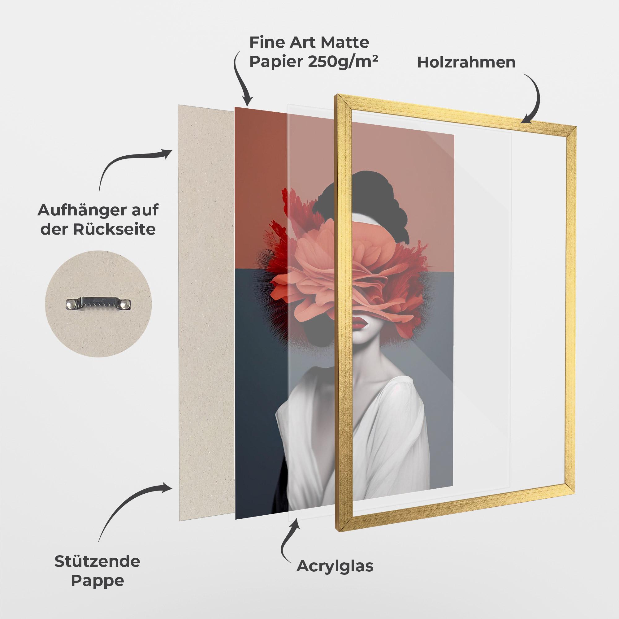 Gerahmte Poster Red Flower Woman mockup 1