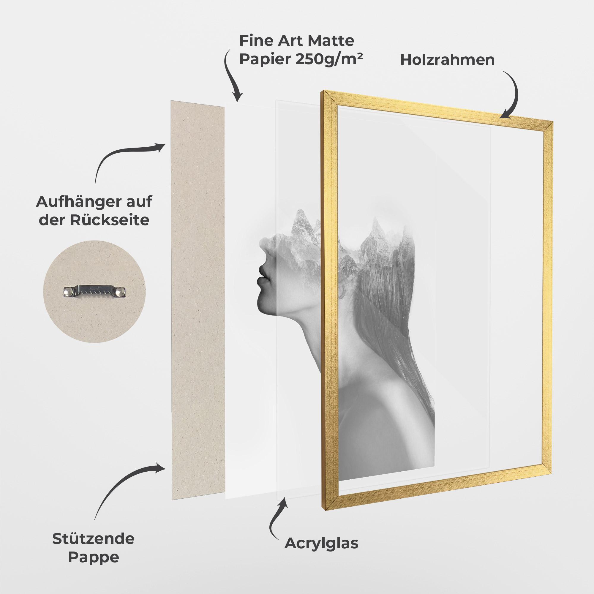 Gerahmte Poster Woman Mountains View mockup 1