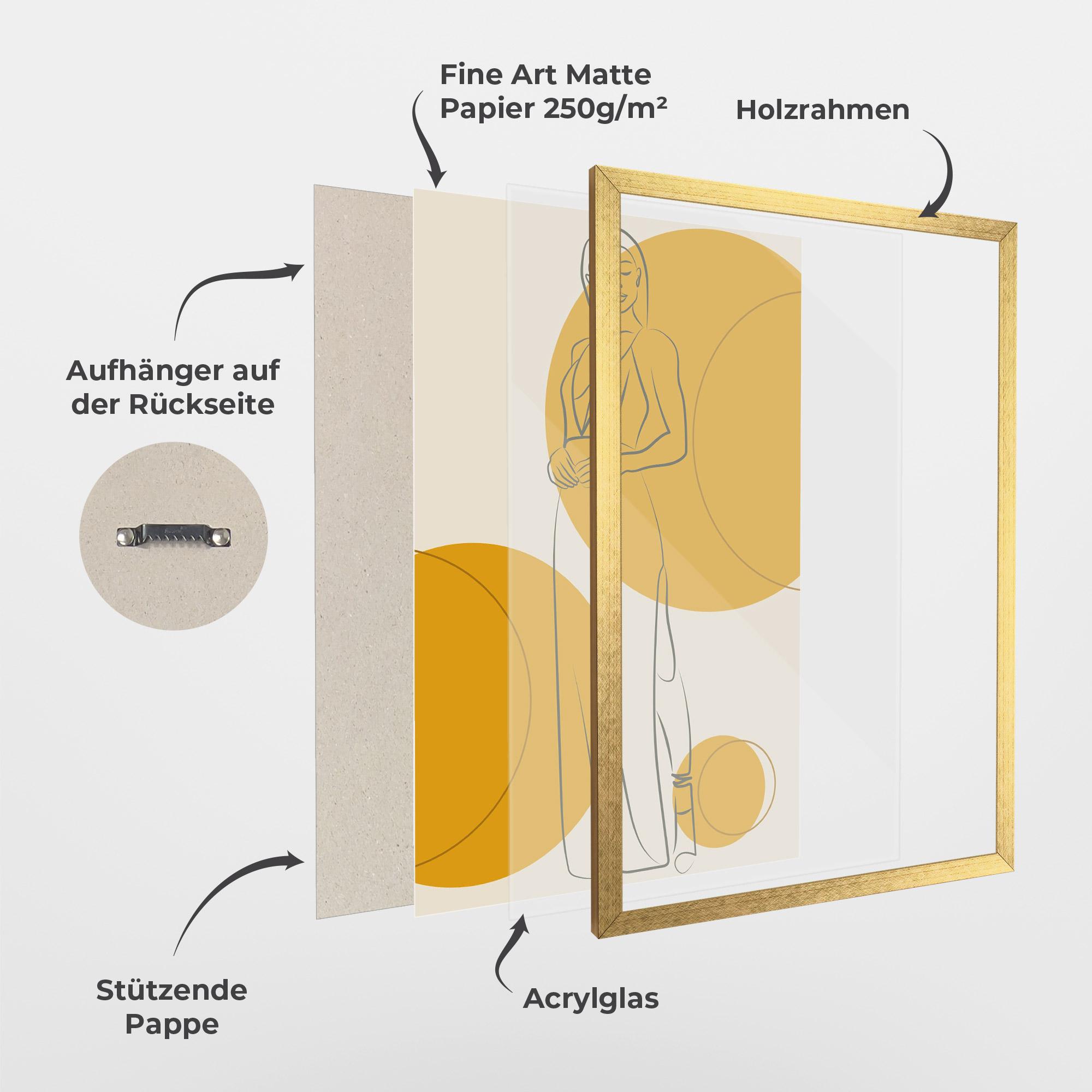 Gerahmte Poster Yellow Circle Lady mockup 1