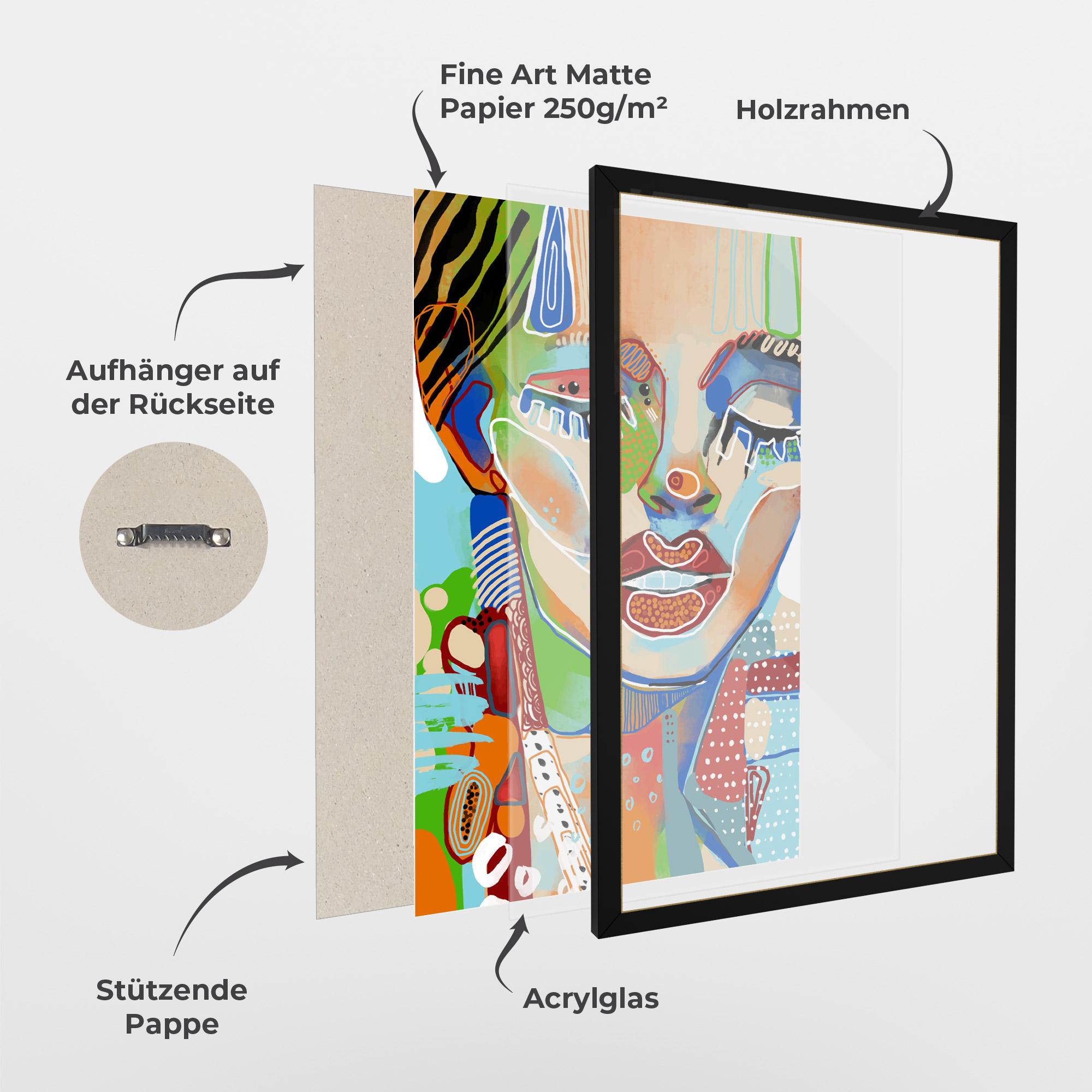Gerahmte Poster Abstract Art Woman mockup 1