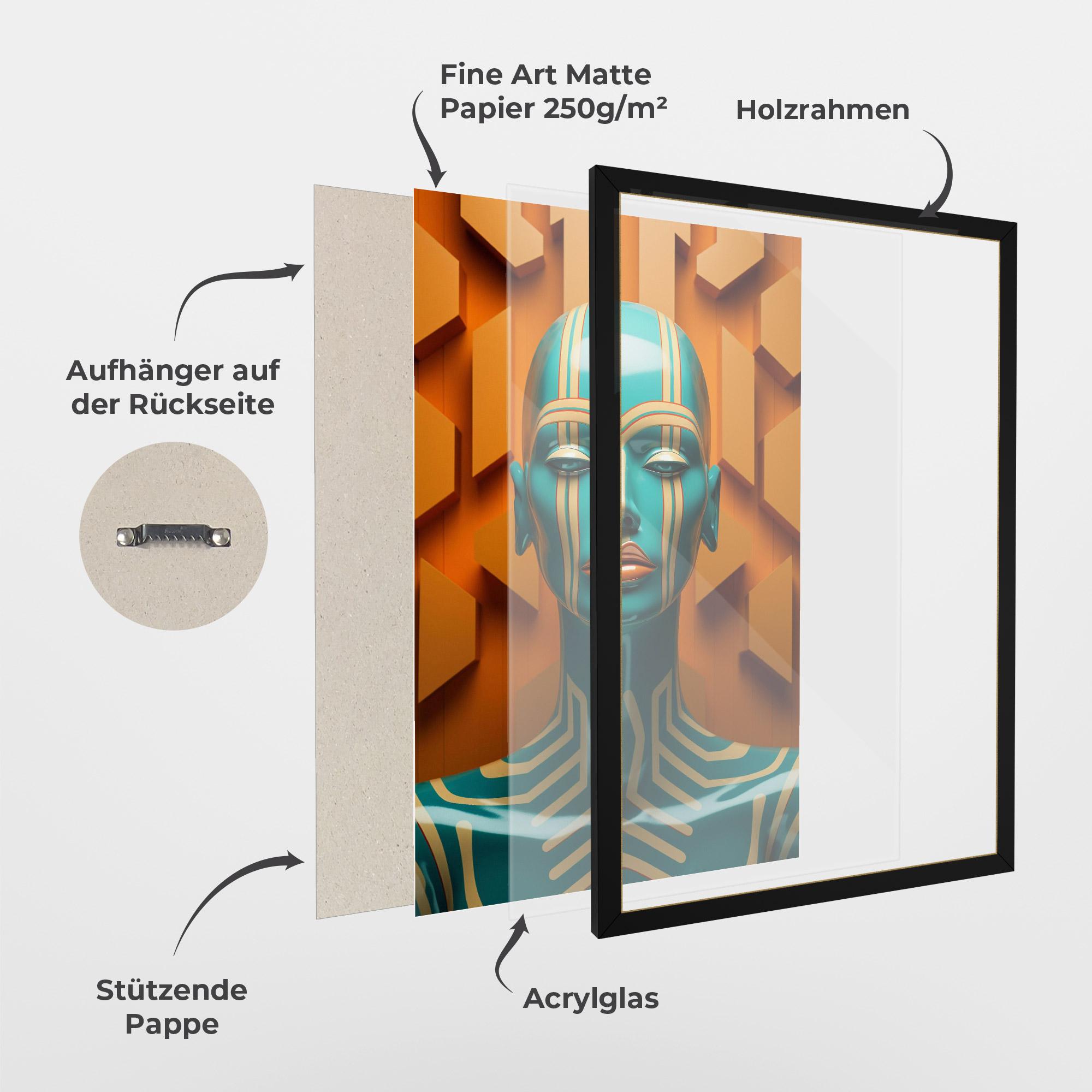 Gerahmte Poster Abstract Blue Woman mockup 1