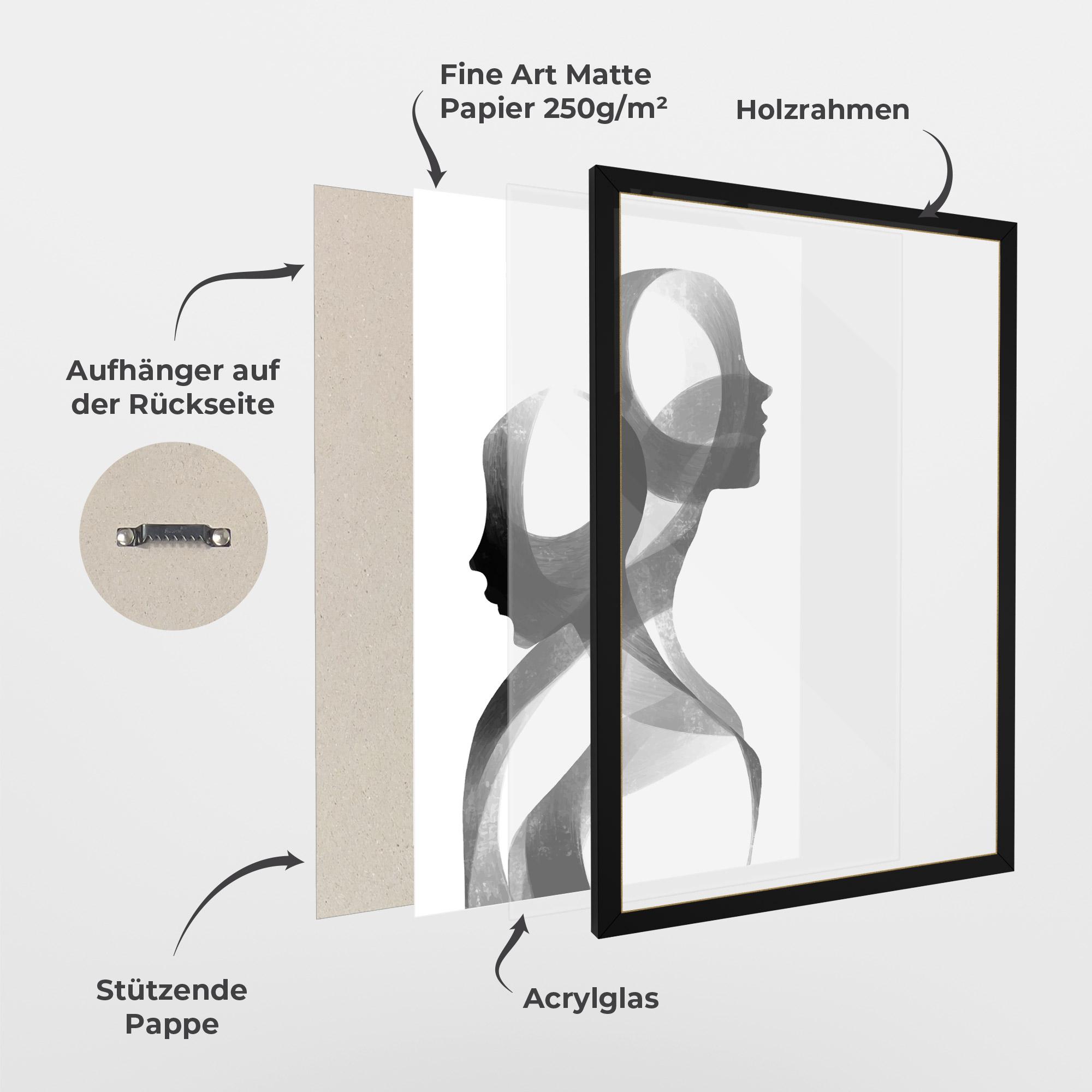 Gerahmte Poster Abstract Grey Couple mockup 1