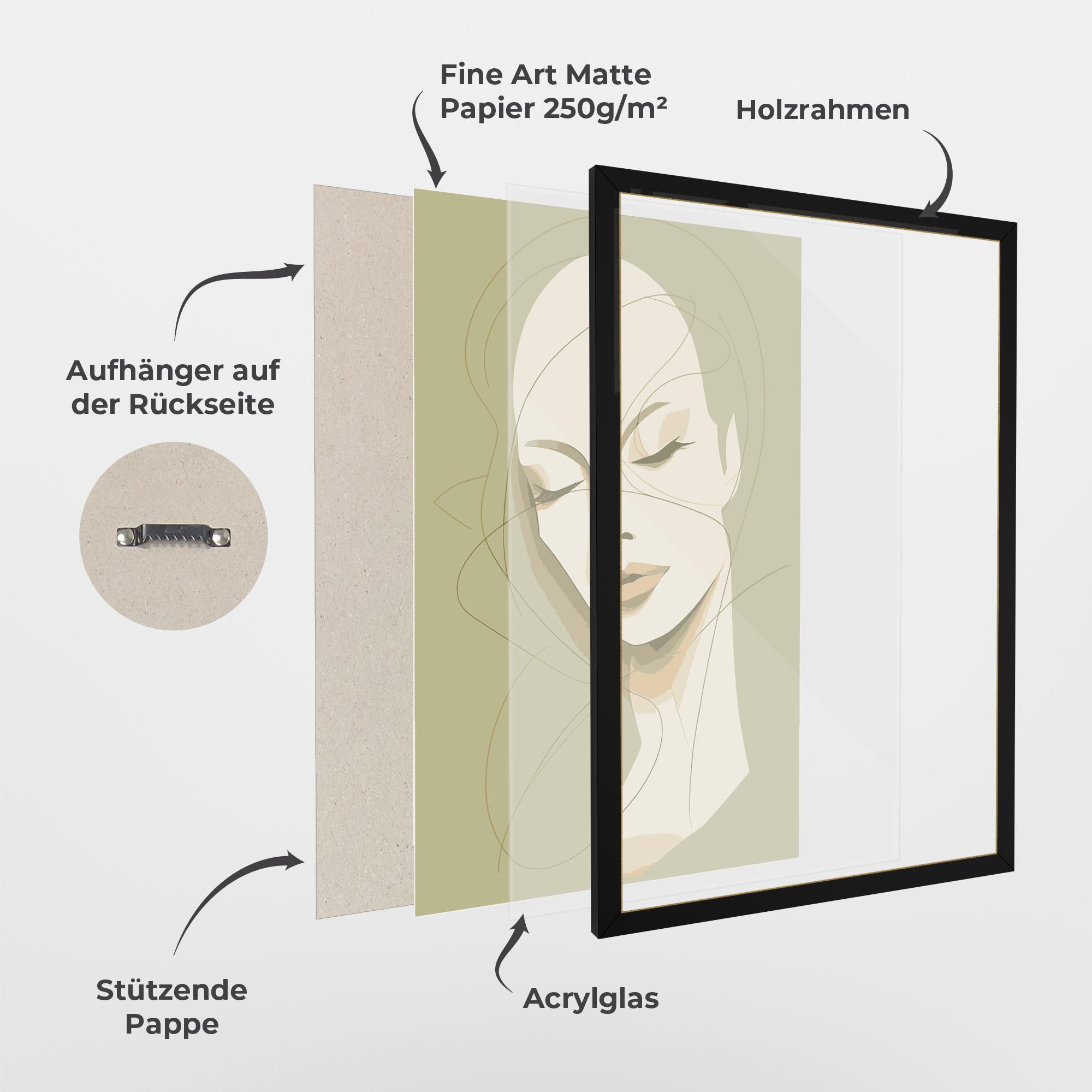 Gerahmte Poster Cream Woman Head mockup 1