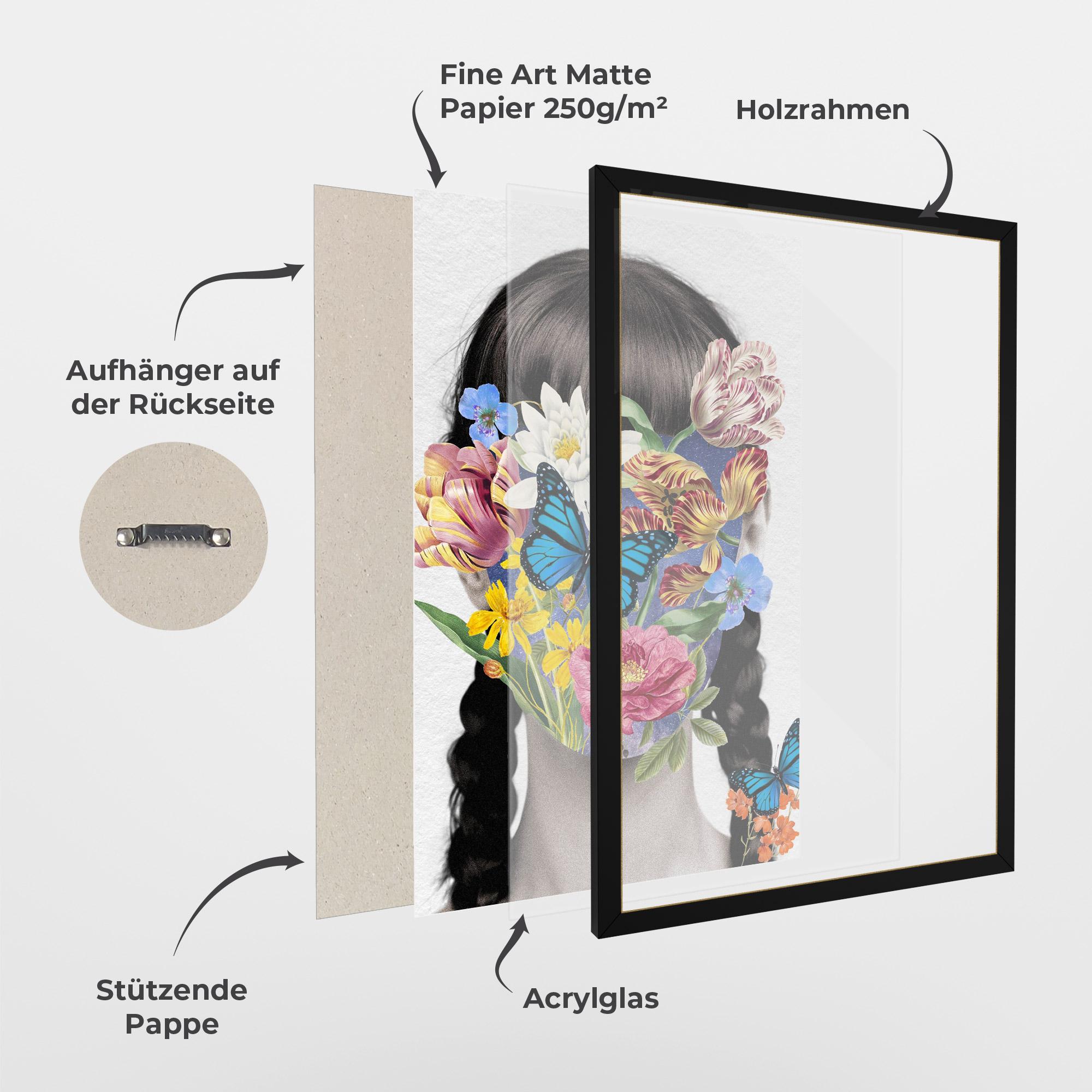 Gerahmte Poster Flower Face Woman mockup 1