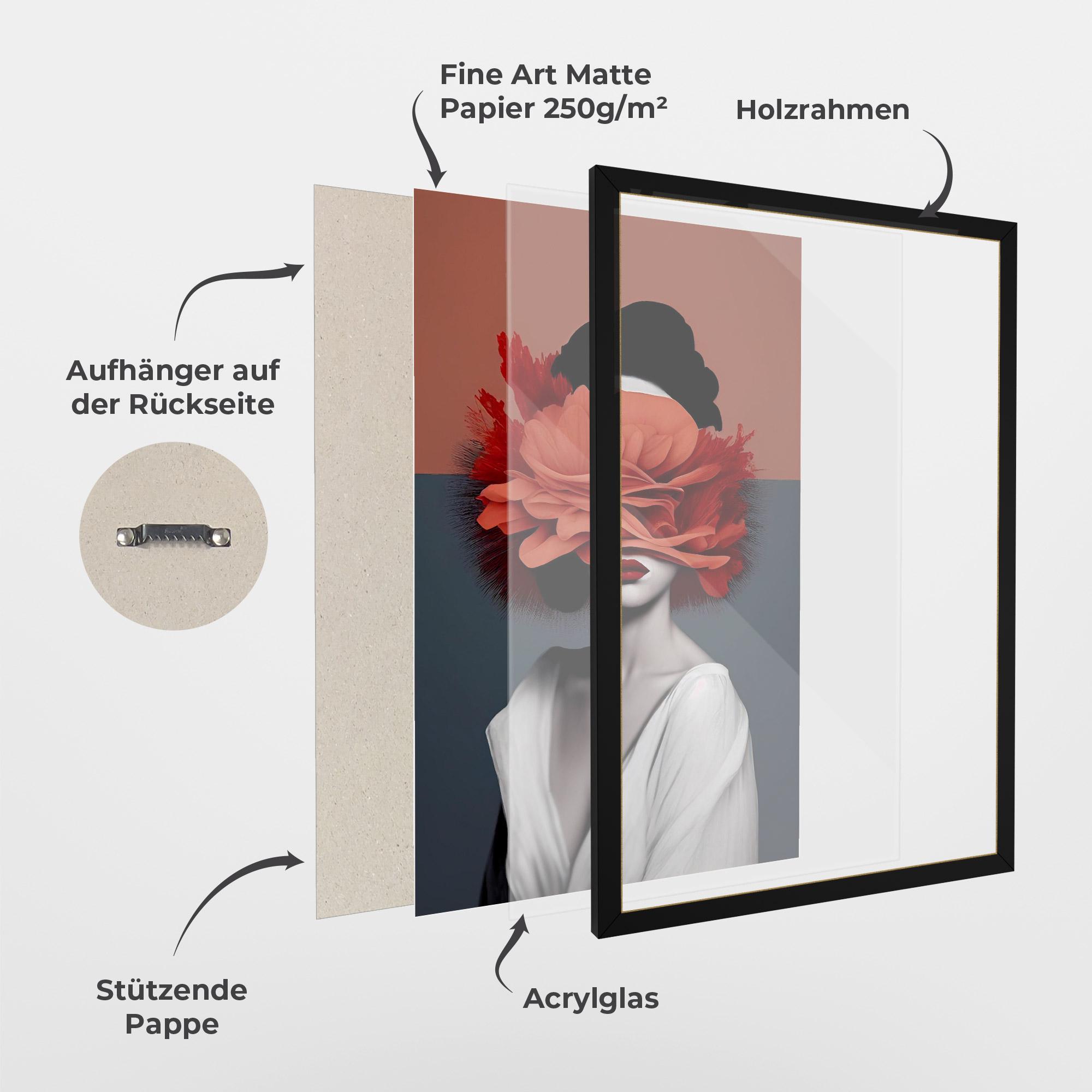 Gerahmte Poster Red Flower Woman mockup 1