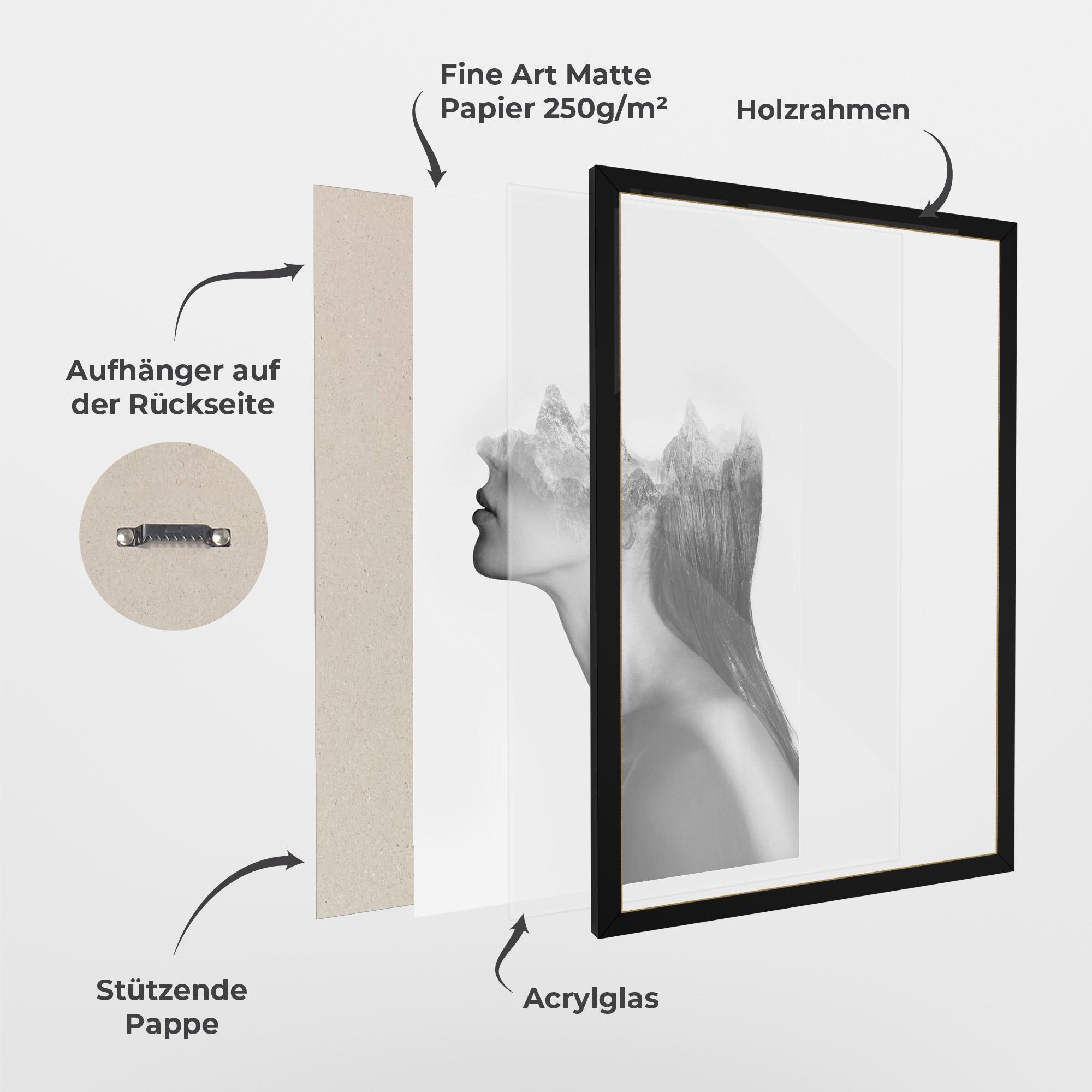 Gerahmte Poster Woman Mountains View mockup 1