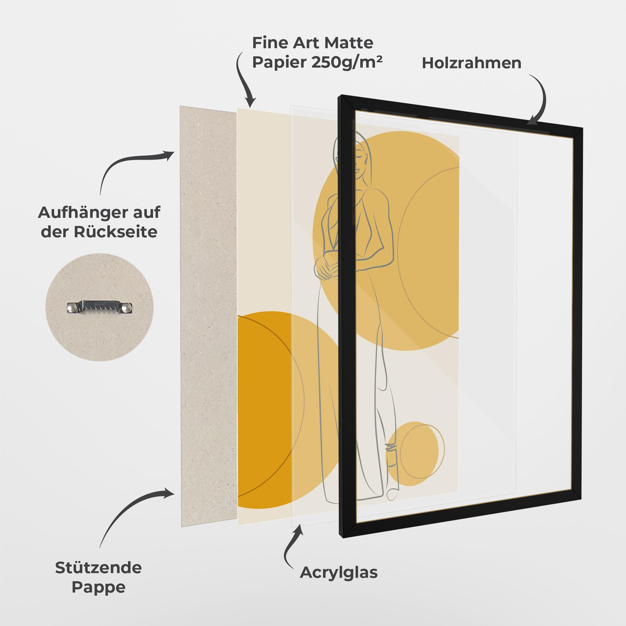 Gerahmte Poster Yellow Circle Lady mockup 1