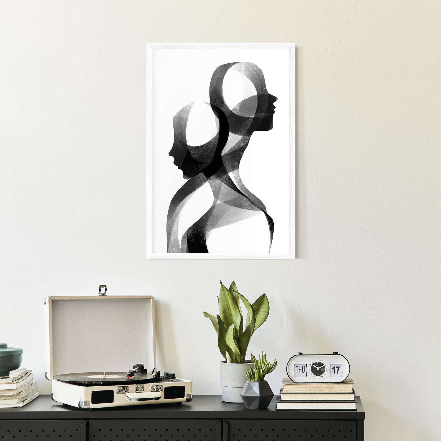 Gerahmte Poster Abstract Grey Couple mockup 2