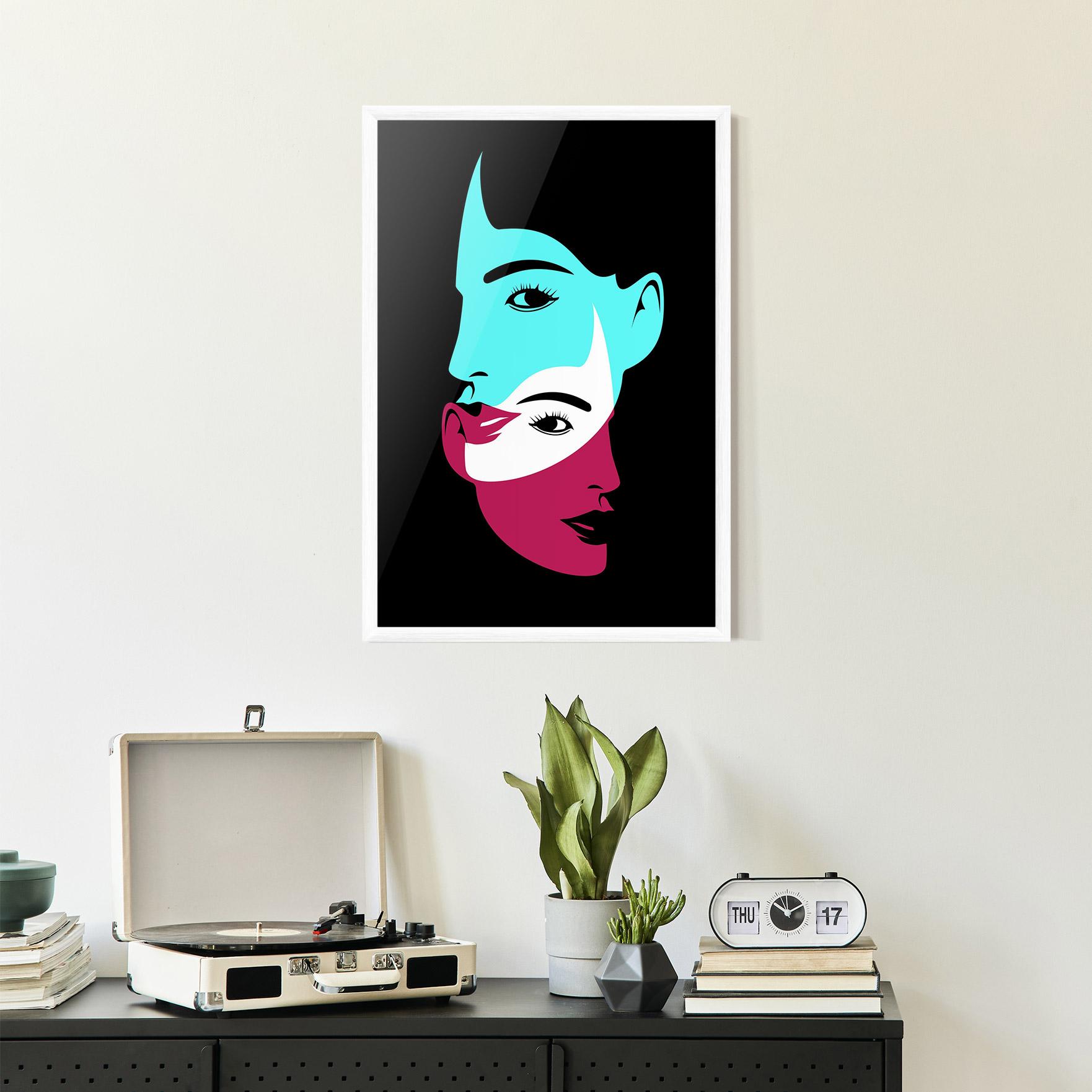 Gerahmte Poster Blue Pink Women mockup 2