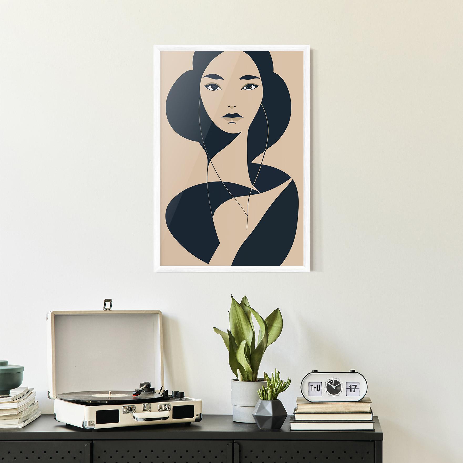 Gerahmte Poster Cream Blue Woman mockup 2