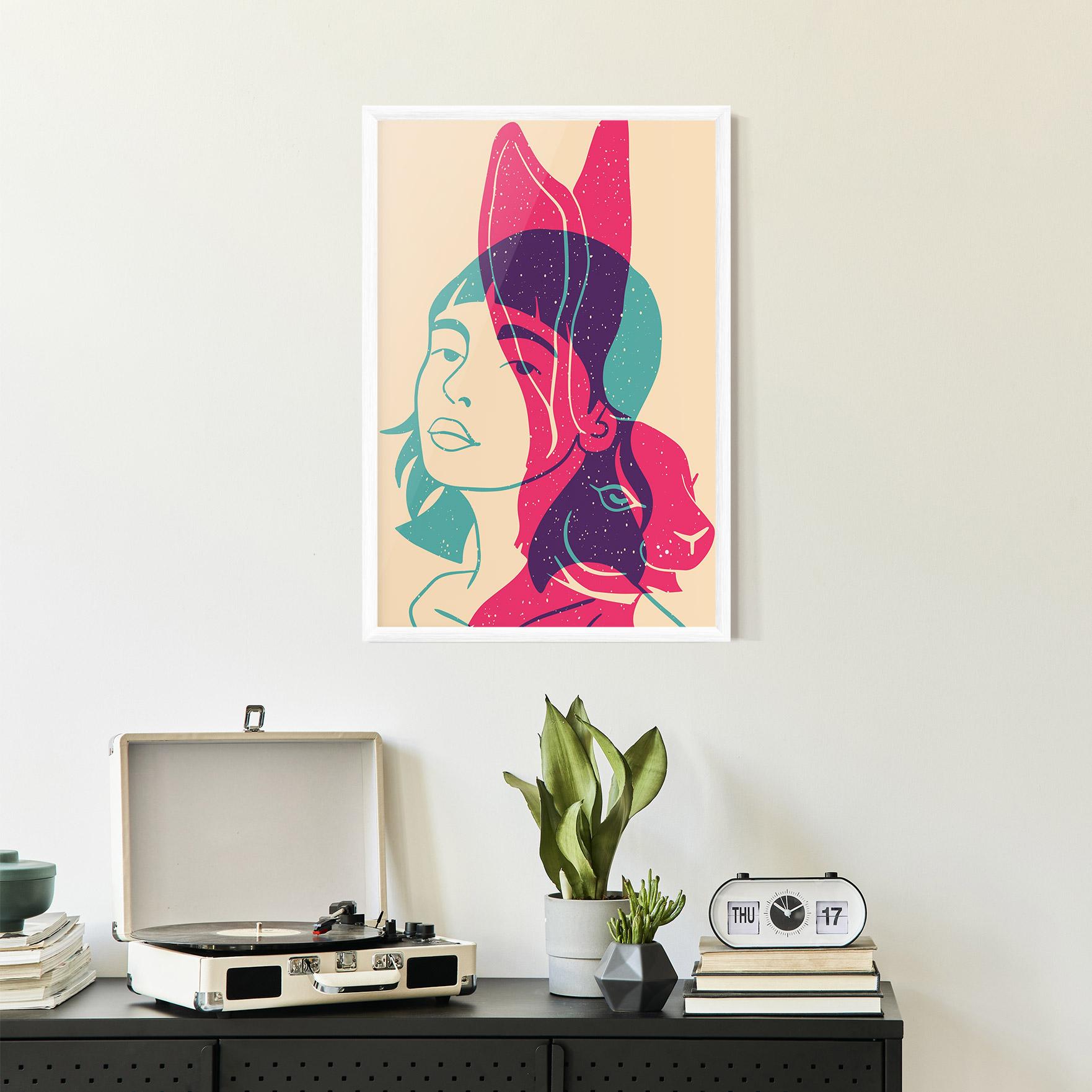 Gerahmte Poster Girl Rabbit mockup 2