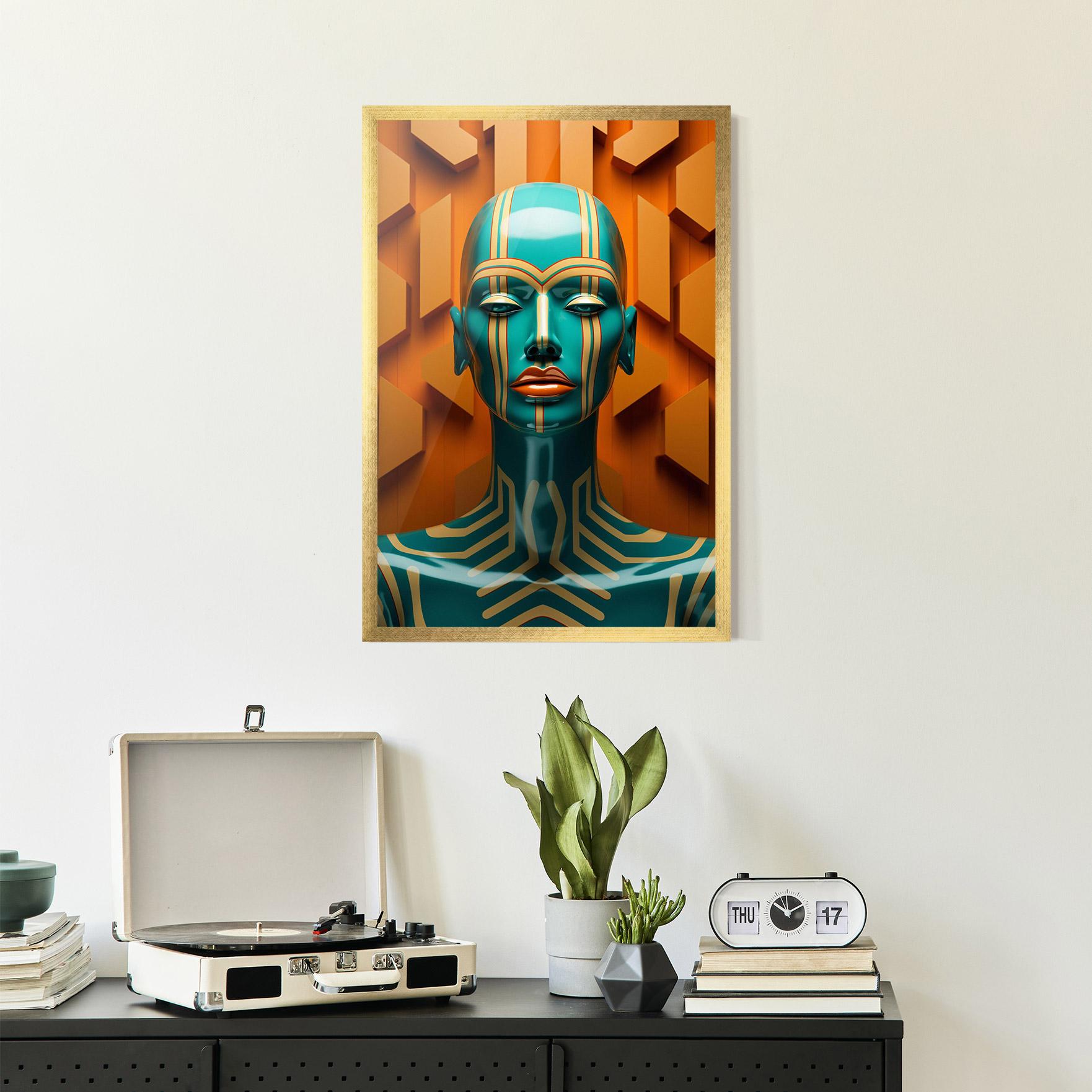 Gerahmte Poster Abstract Blue Woman mockup 2