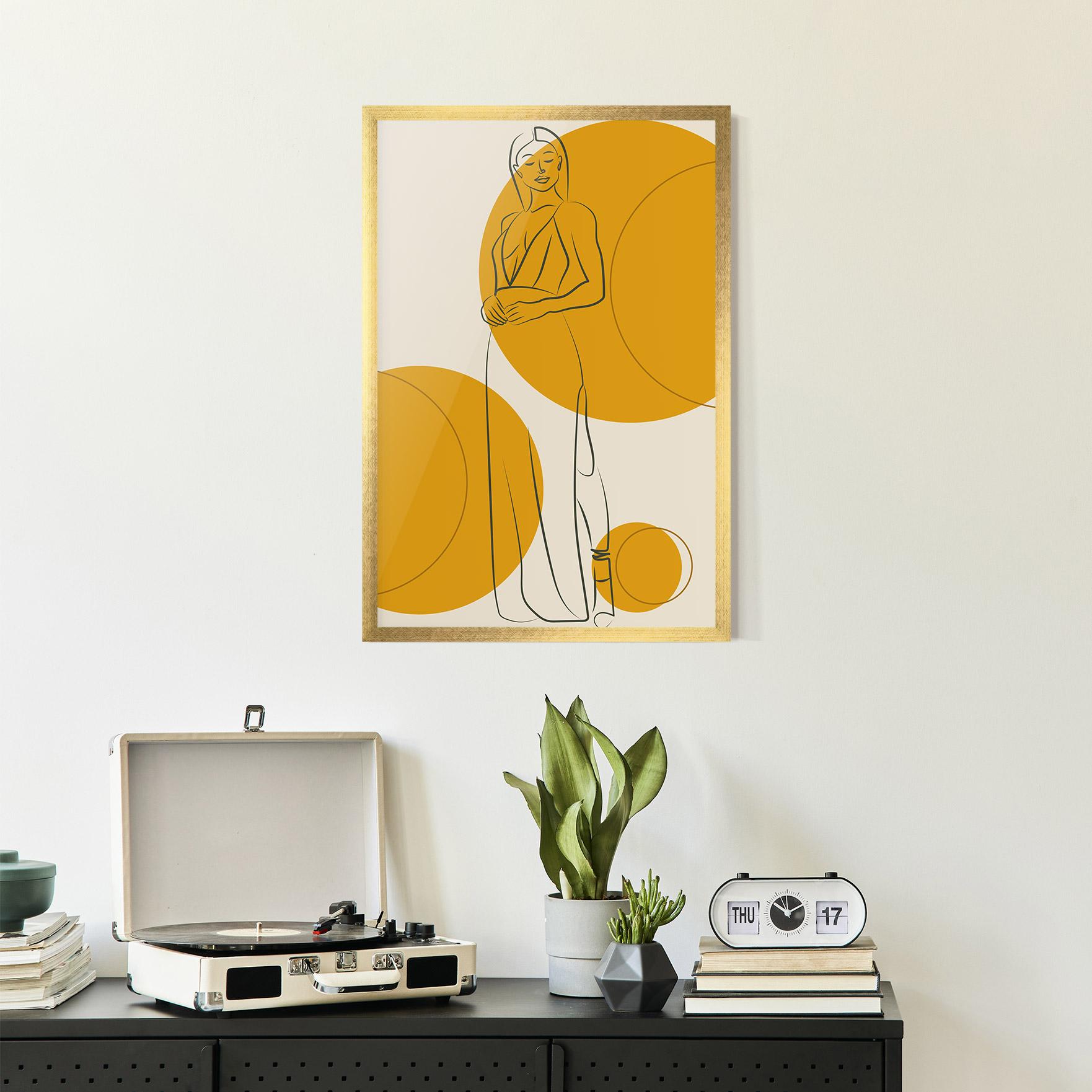 Gerahmte Poster Yellow Circle Lady mockup 2