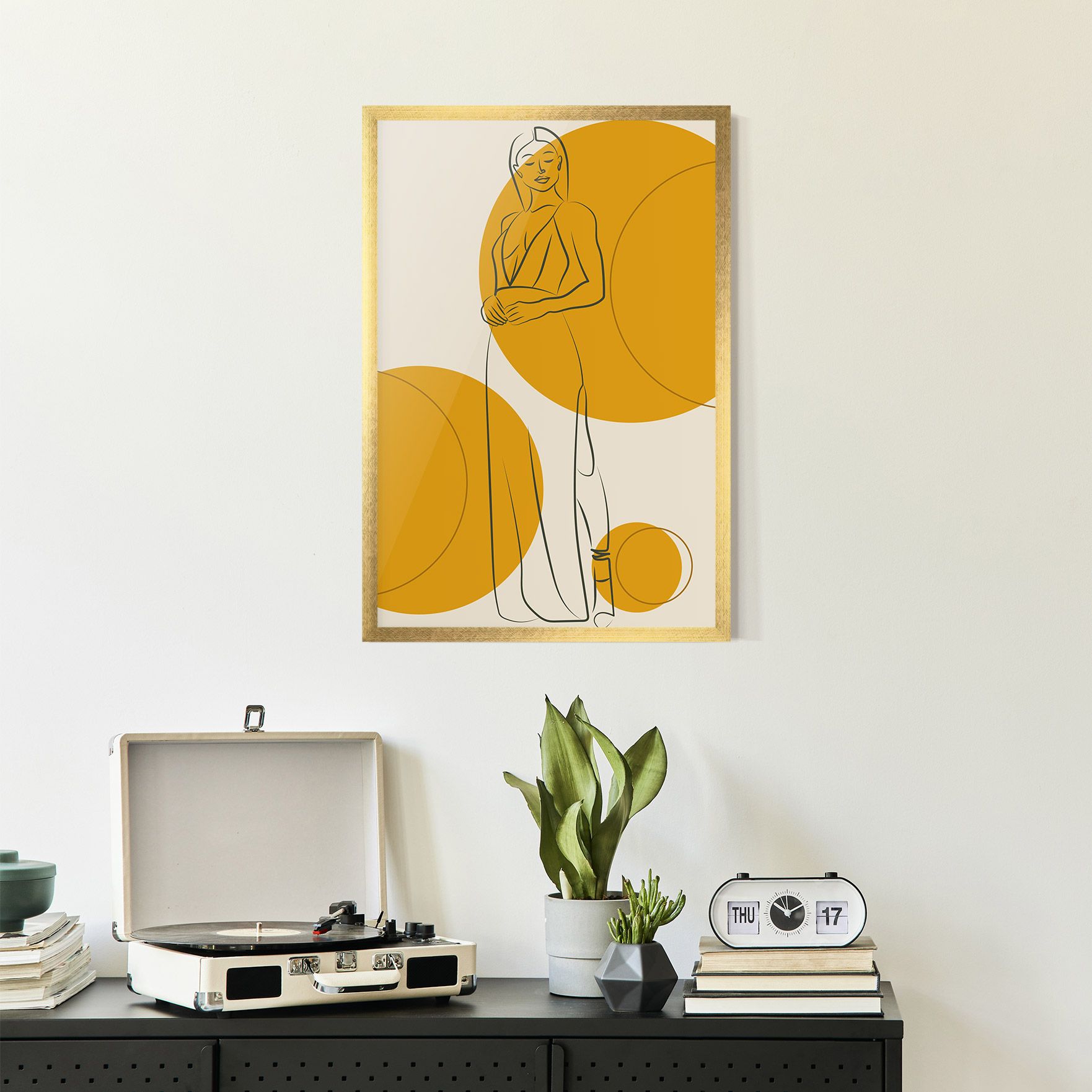 Yellow Circle Lady mockup 2