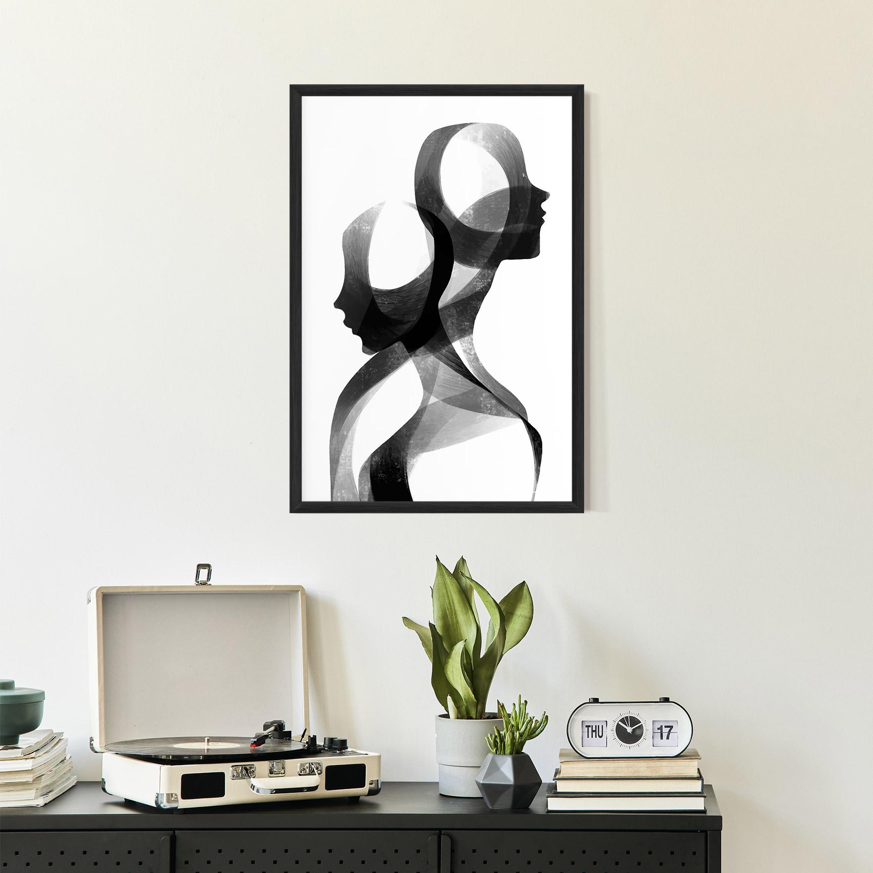 Gerahmte Poster Abstract Grey Couple mockup 2