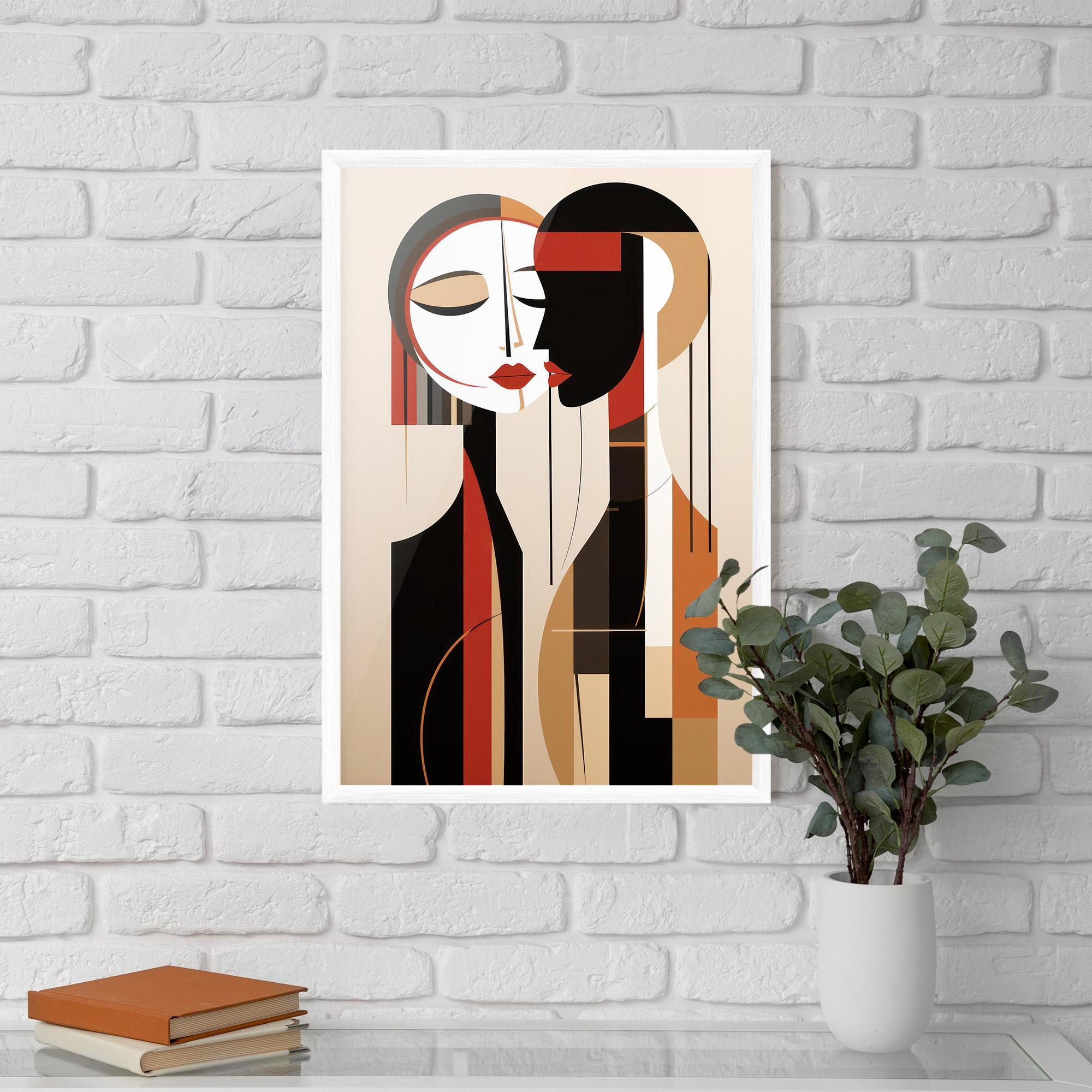 Gerahmte Poster Abstract Couple Kissing mockup 5