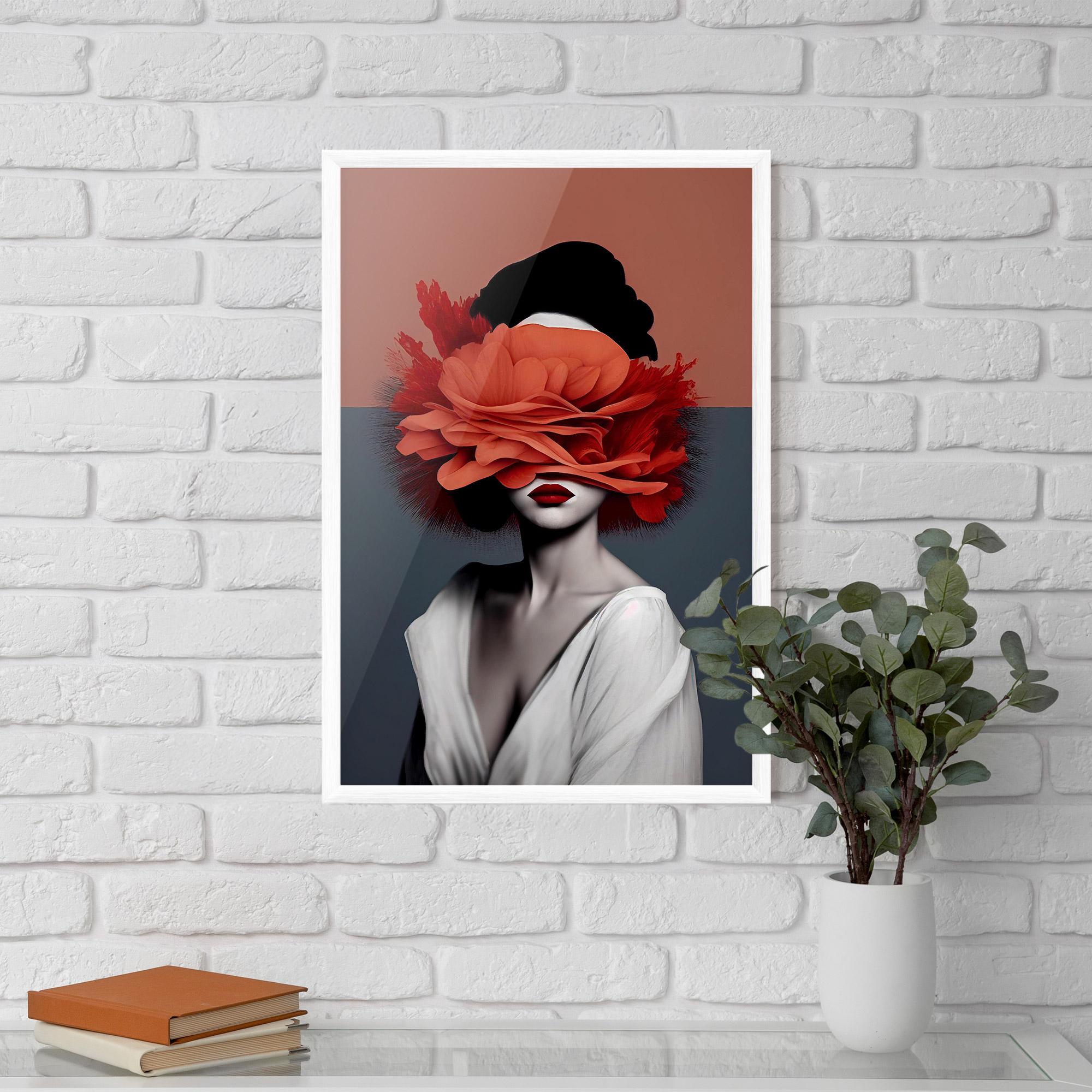 Gerahmte Poster Red Flower Woman mockup 5
