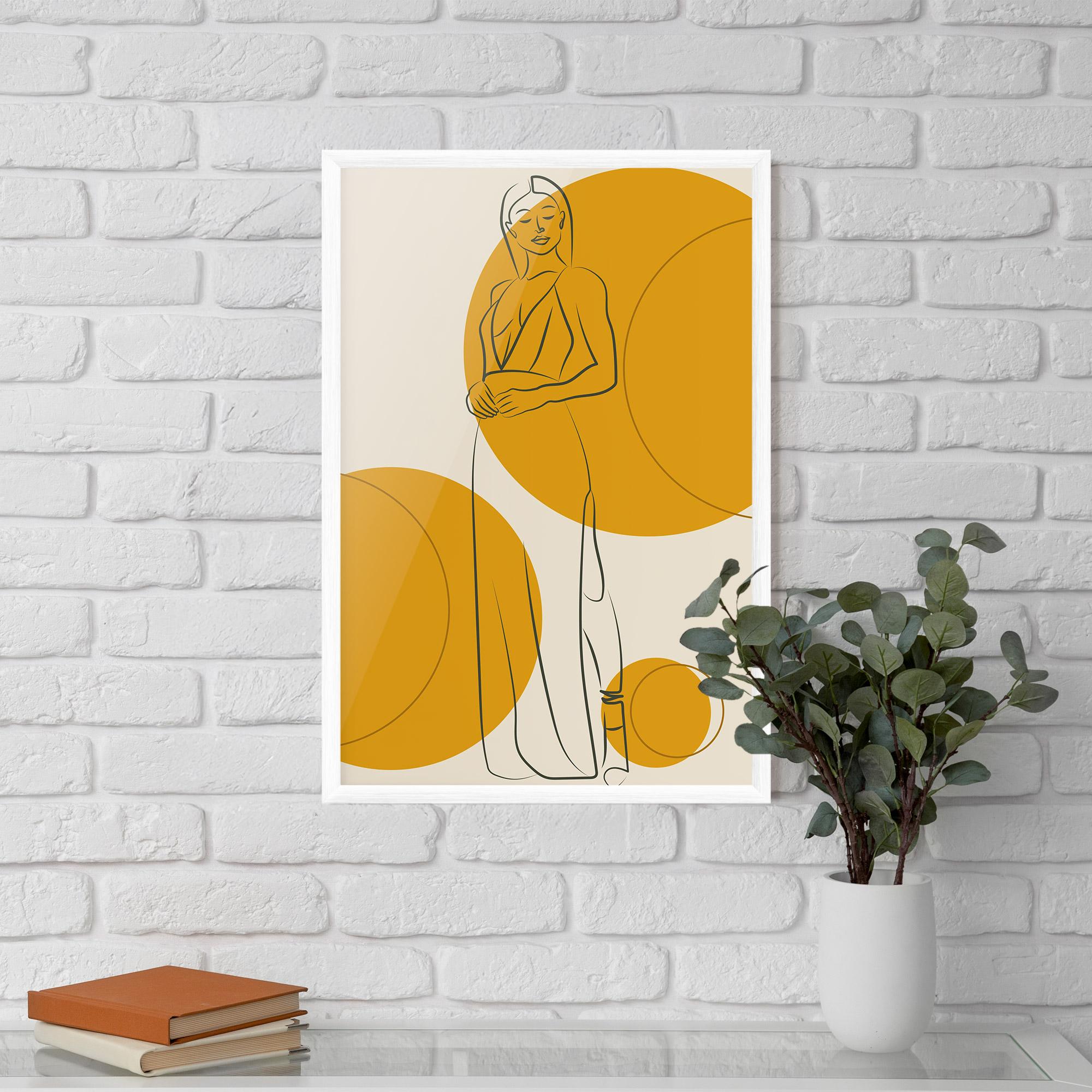 Gerahmte Poster Yellow Circle Lady mockup 5