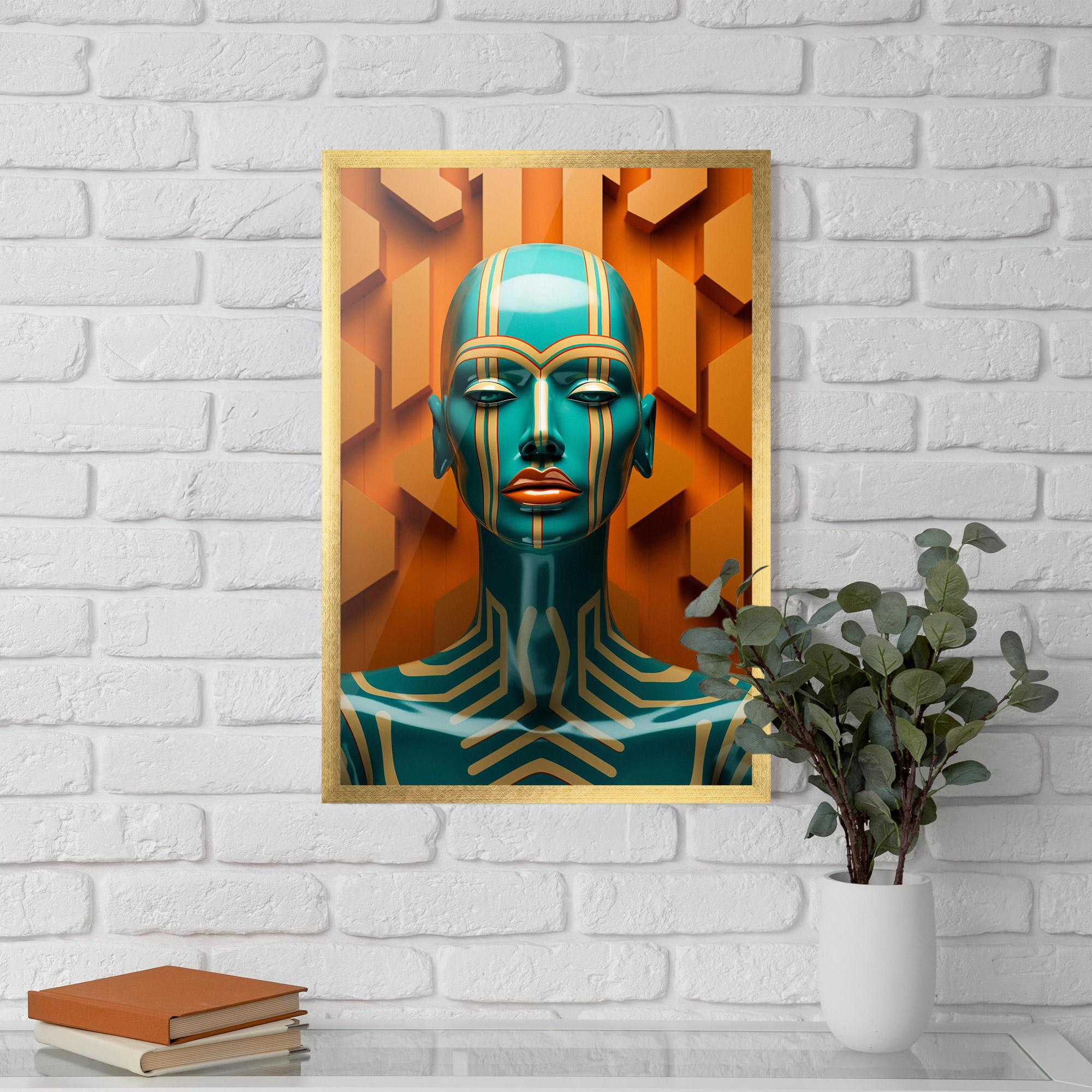 Gerahmte Poster Abstract Blue Woman mockup 5