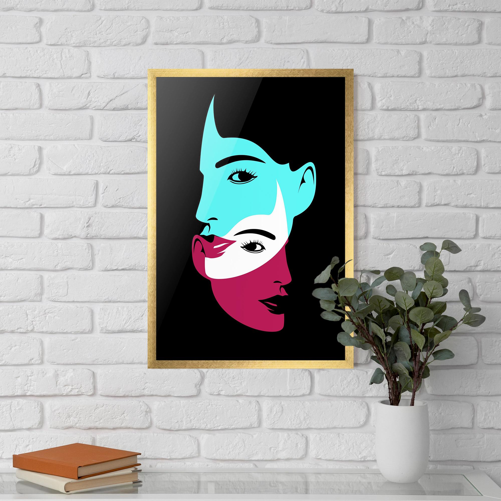 Gerahmte Poster Blue Pink Women mockup 5