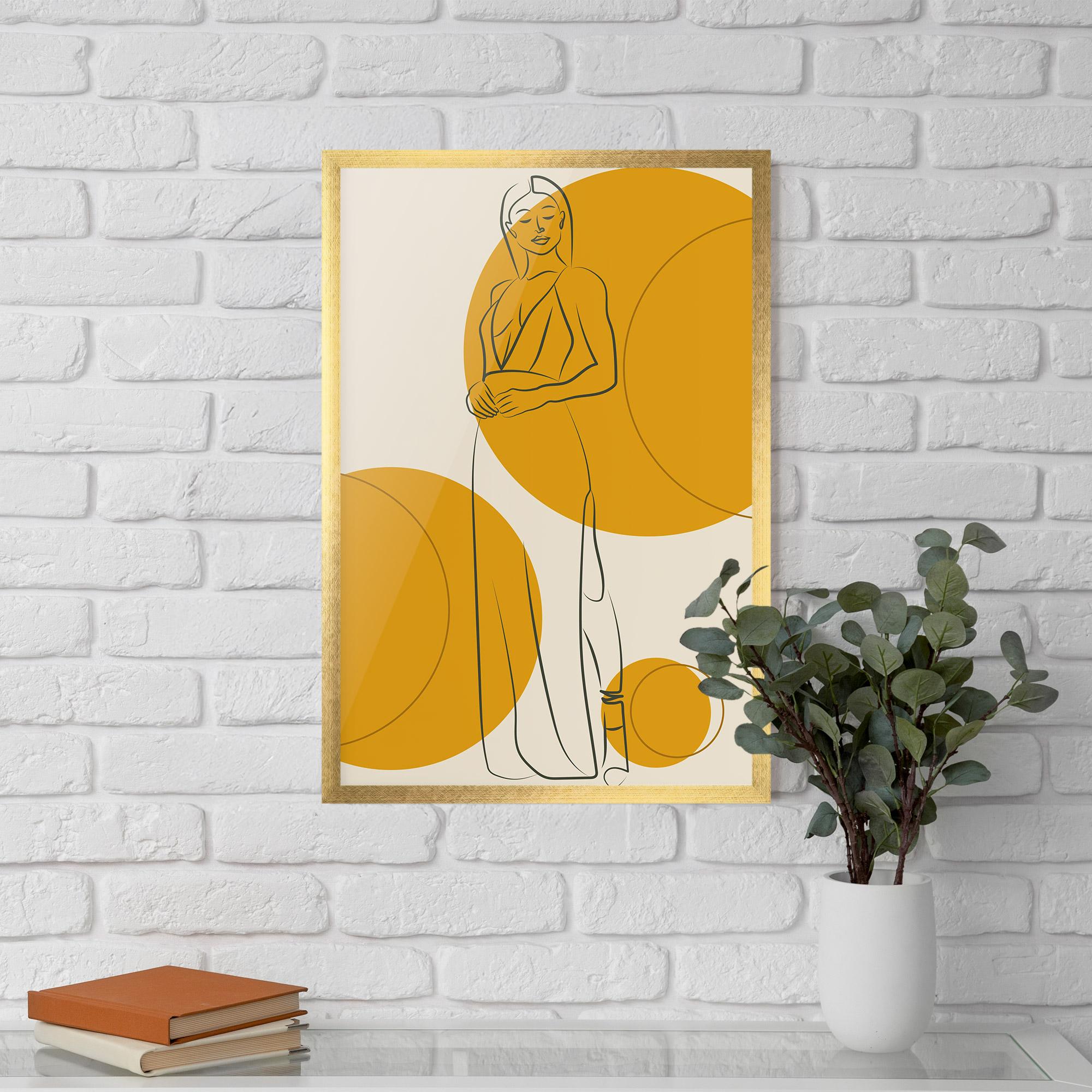 Gerahmte Poster Yellow Circle Lady mockup 5