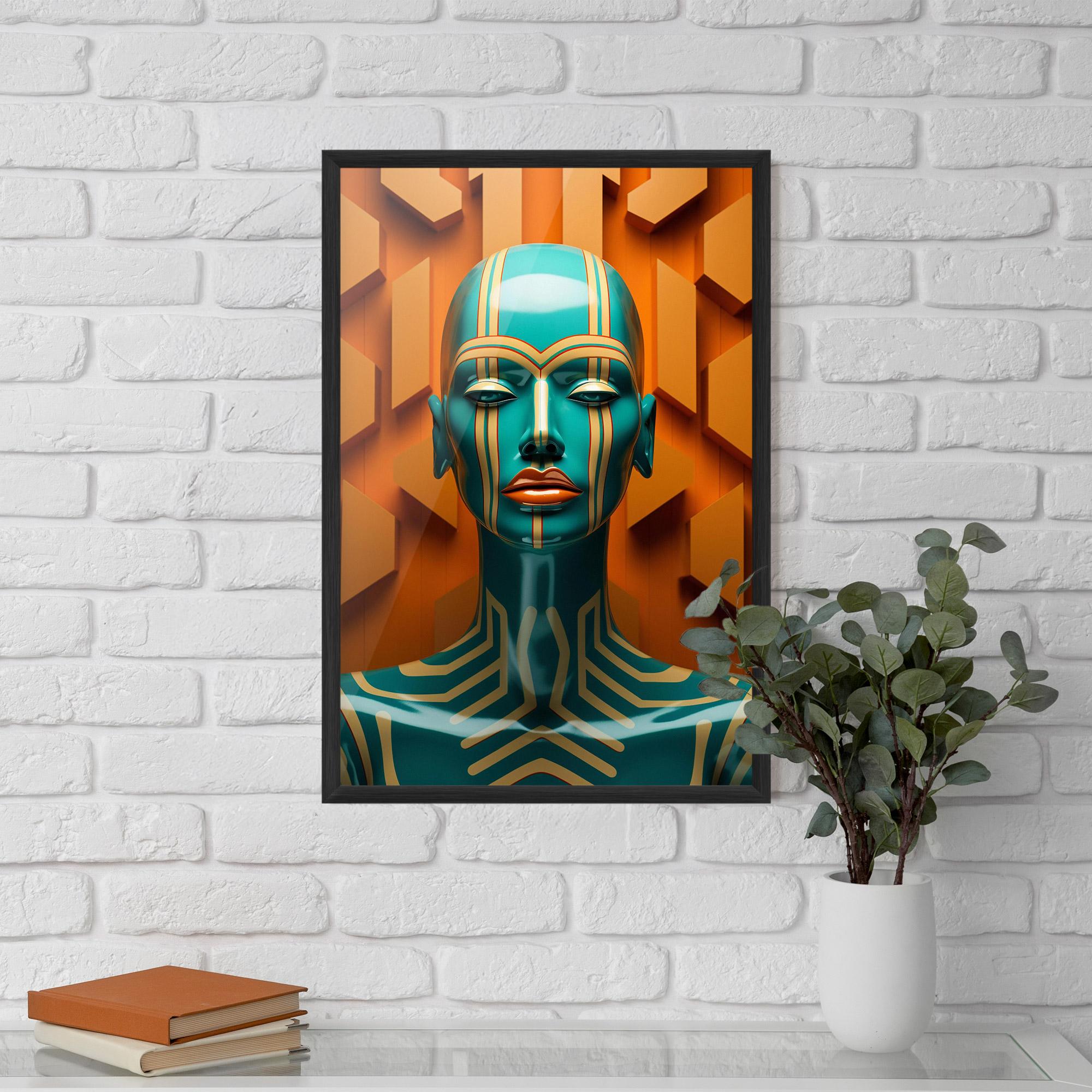 Gerahmte Poster Abstract Blue Woman mockup 5