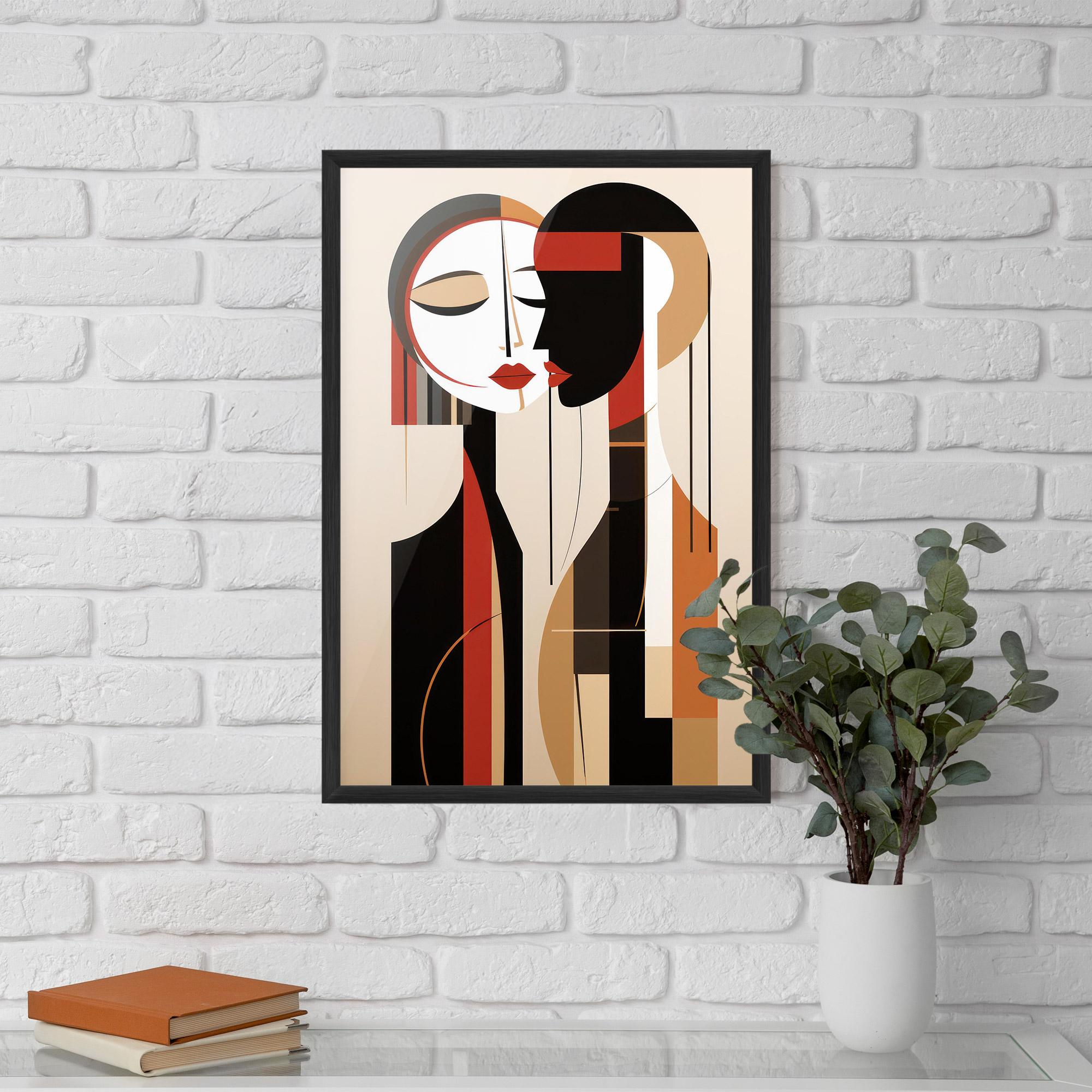 Gerahmte Poster Abstract Couple Kissing mockup 5