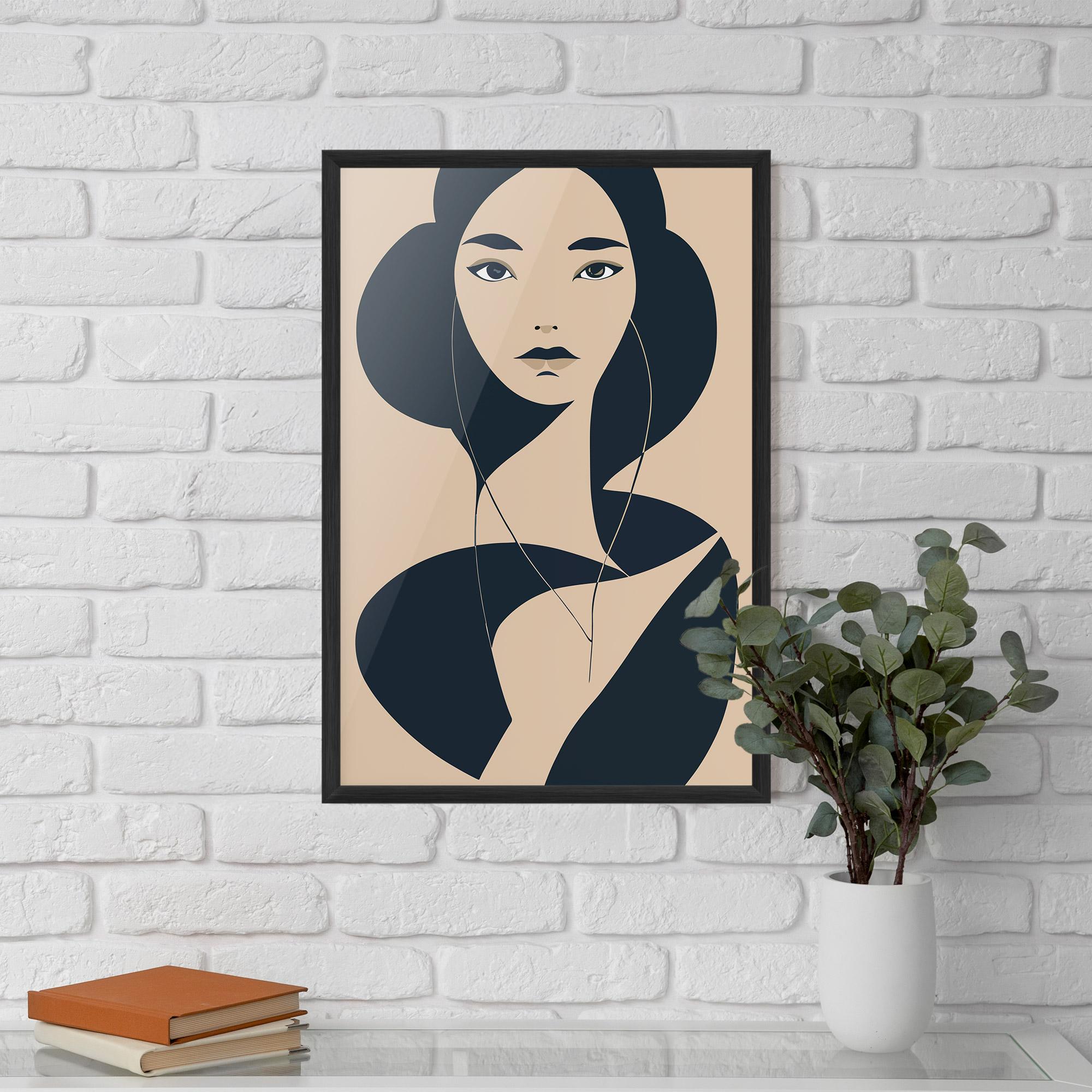 Gerahmte Poster Cream Blue Woman mockup 5