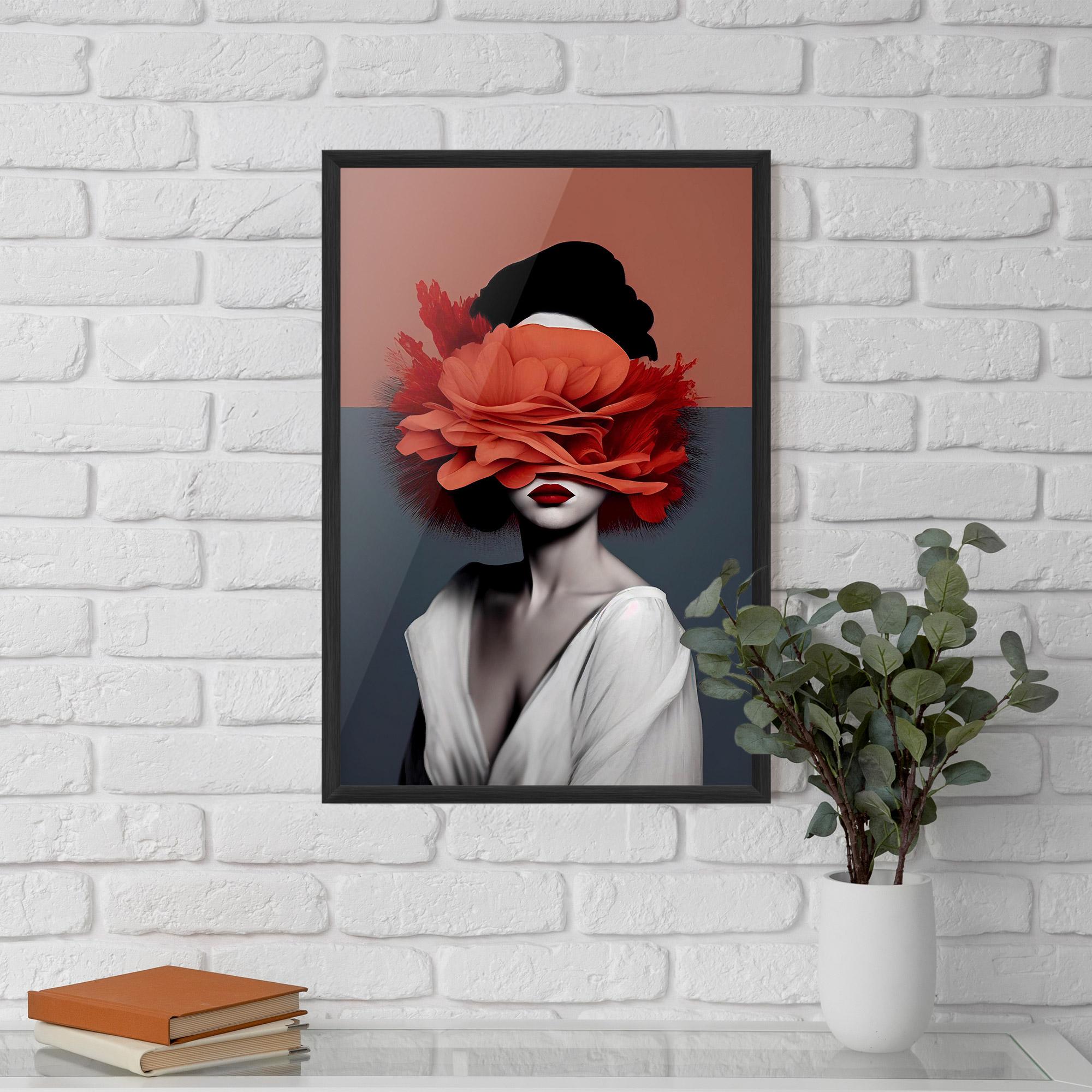 Gerahmte Poster Red Flower Woman mockup 5