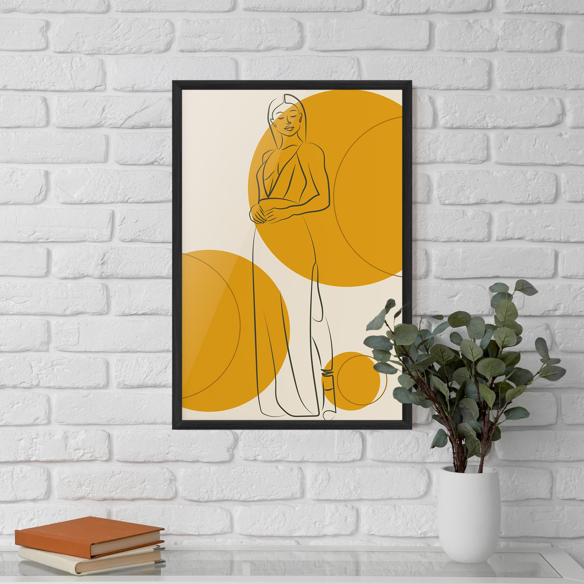 Gerahmte Poster Yellow Circle Lady mockup 5