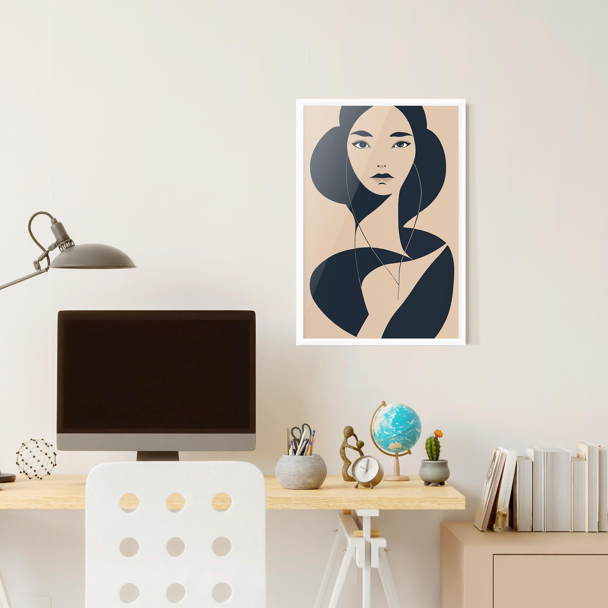 Gerahmte Poster Cream Blue Woman mockup 6