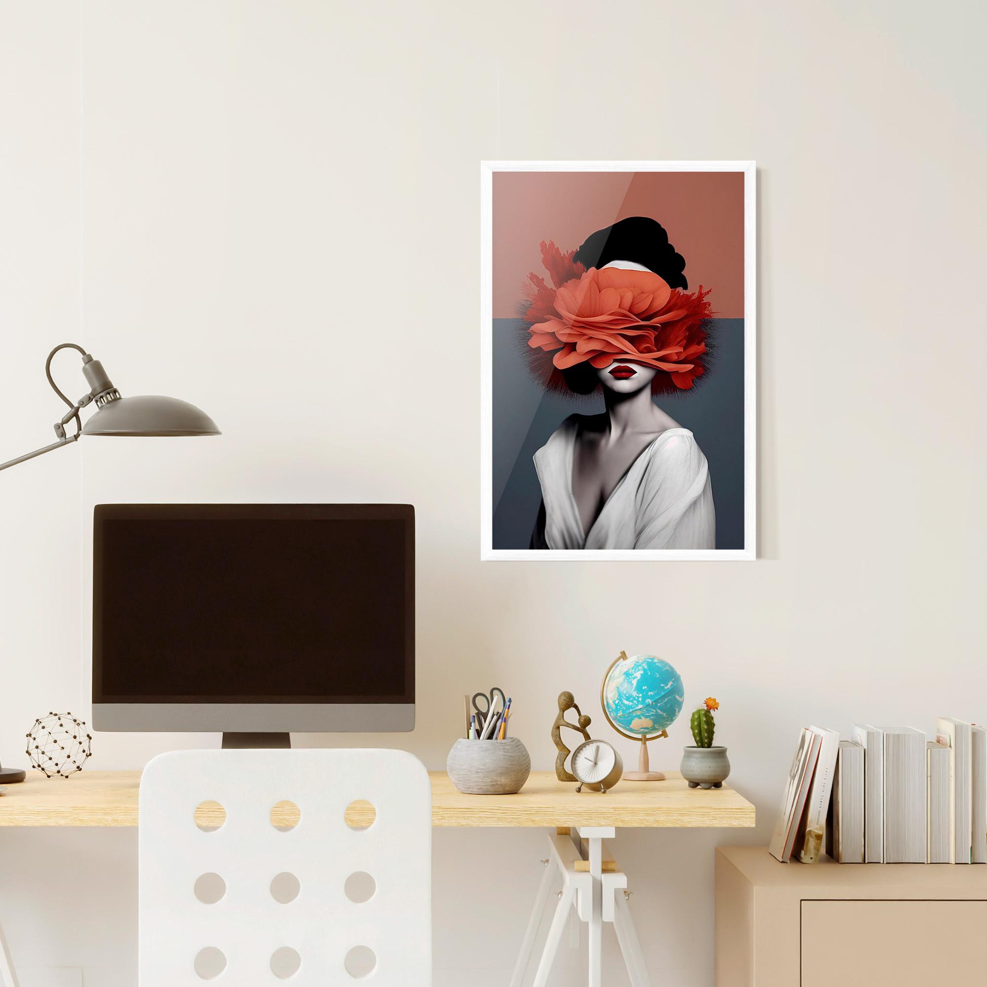 Gerahmte Poster Red Flower Woman mockup 6