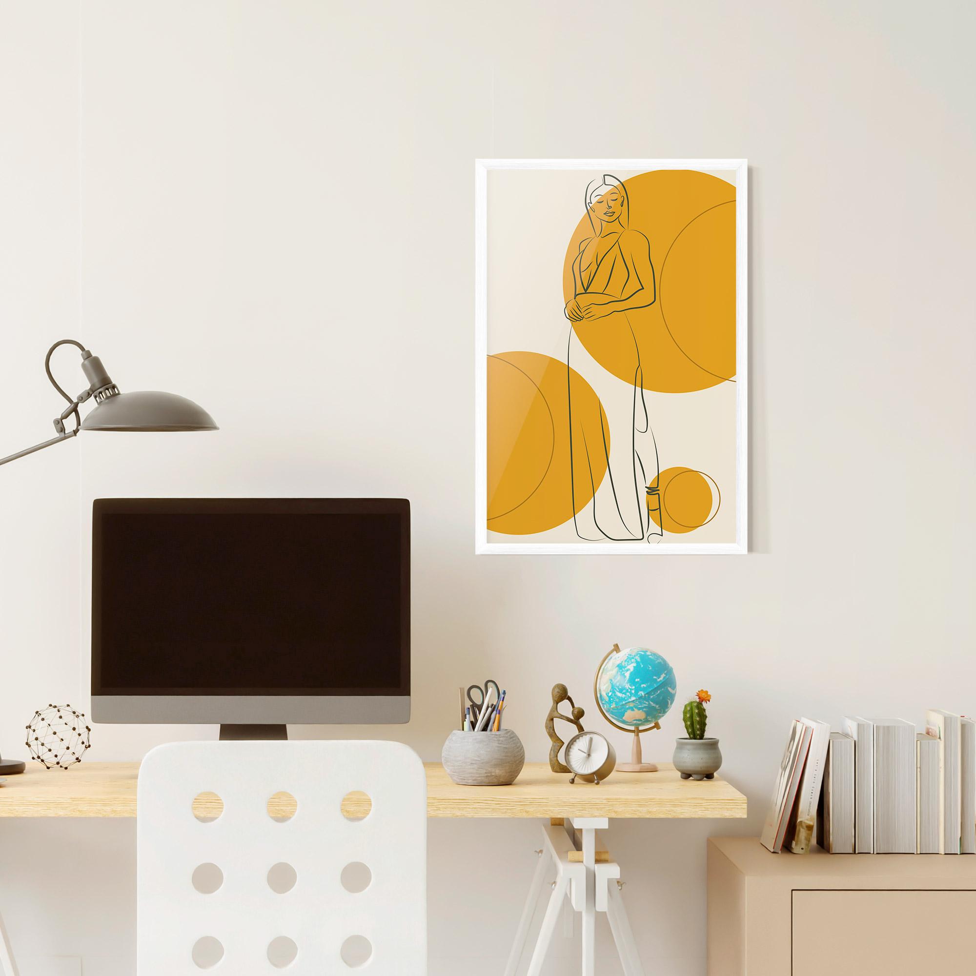 Gerahmte Poster Yellow Circle Lady mockup 6