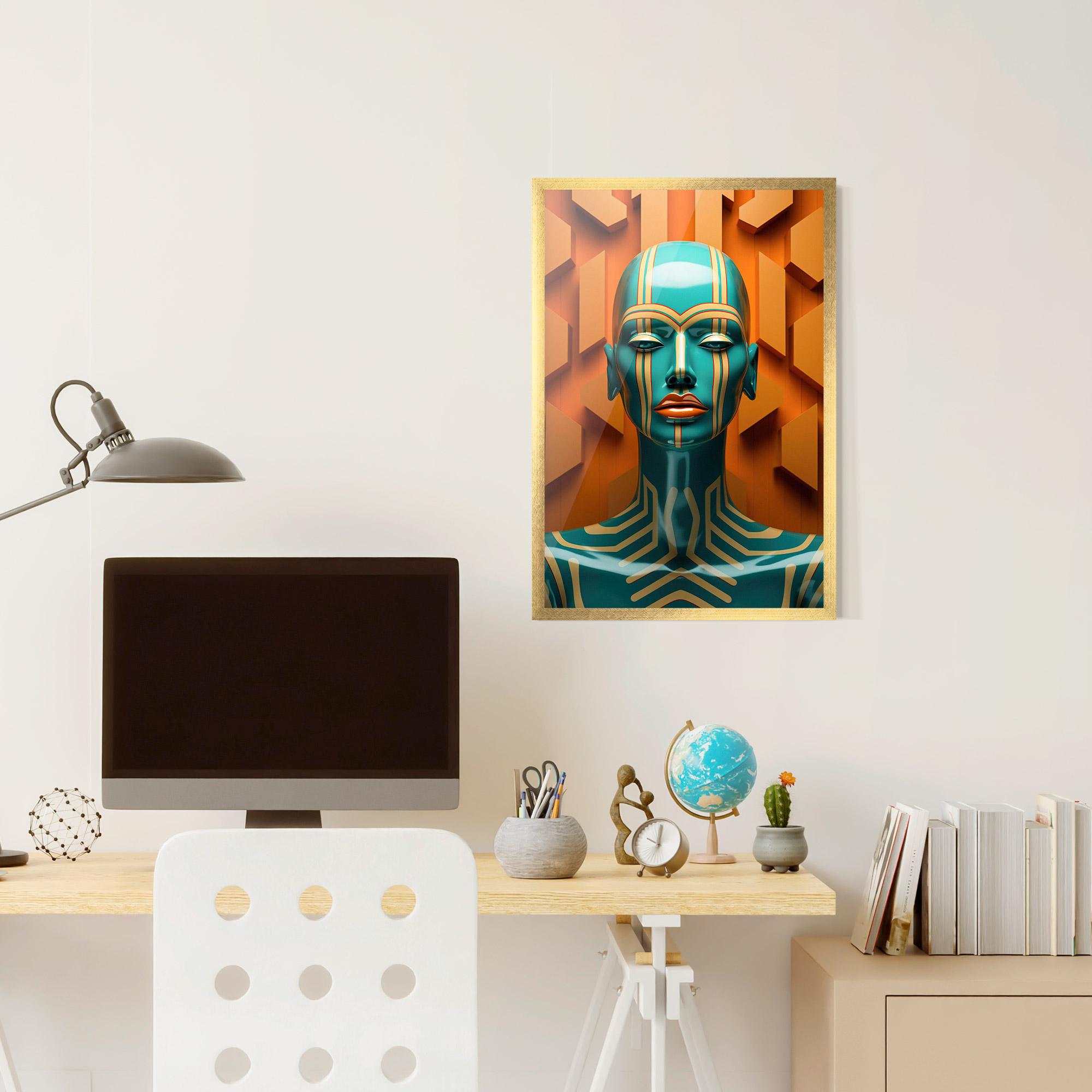 Gerahmte Poster Abstract Blue Woman mockup 6