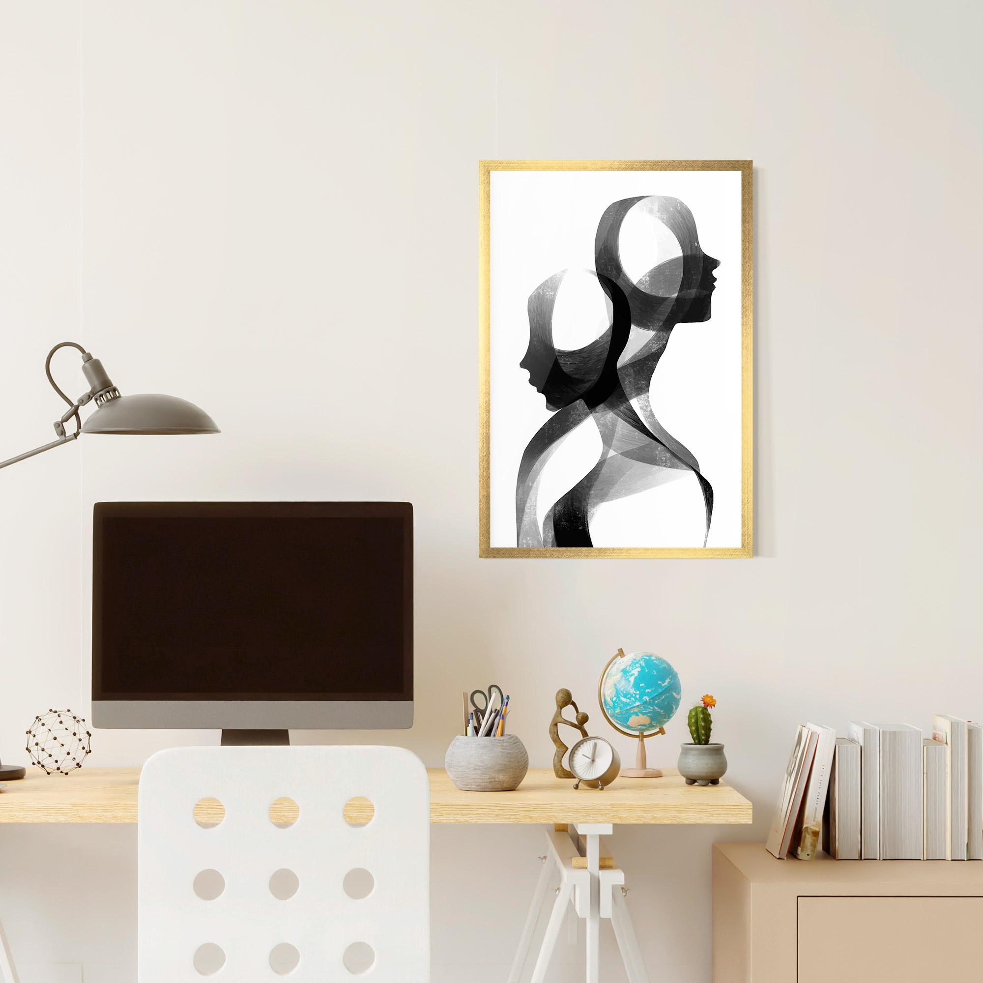 Gerahmte Poster Abstract Grey Couple mockup 6