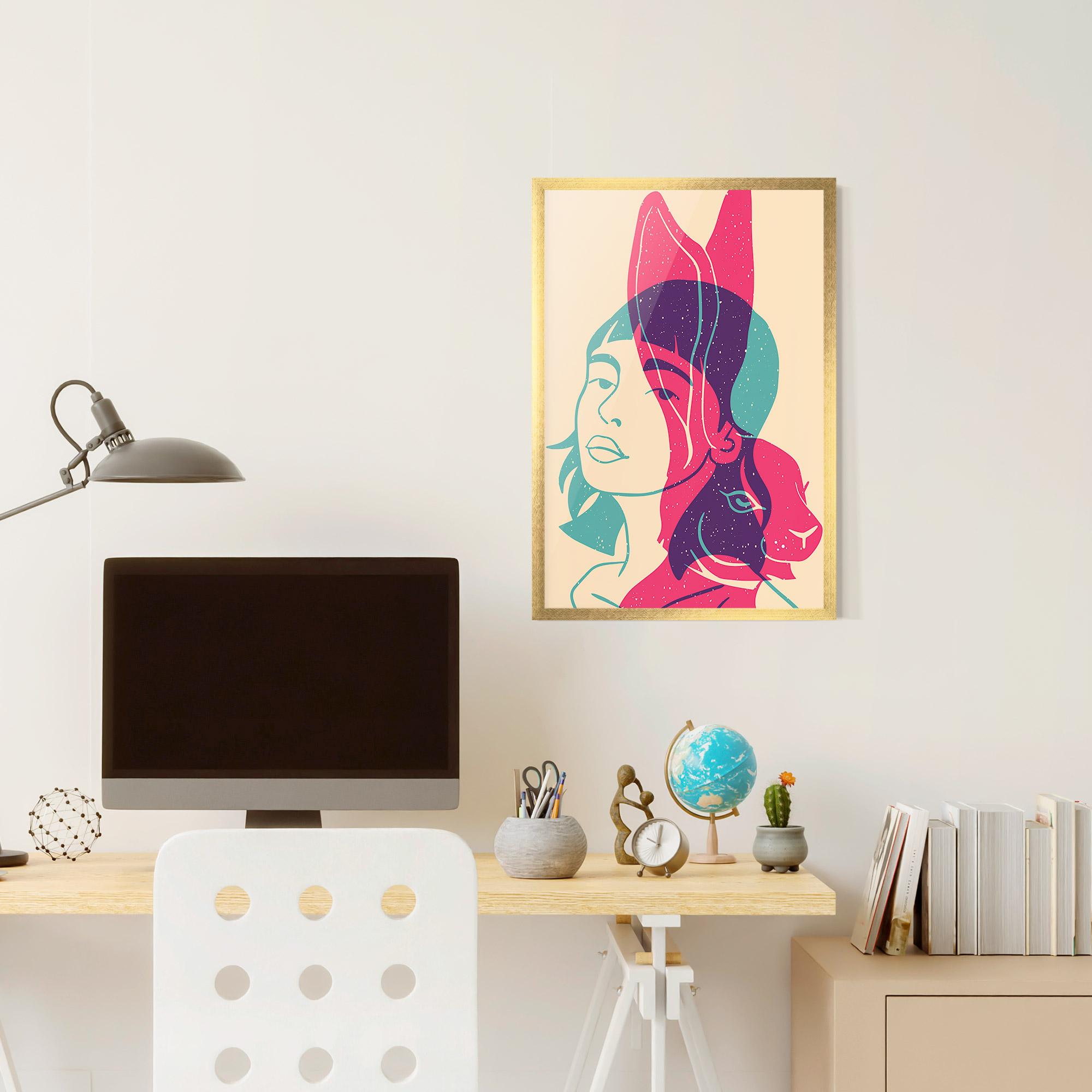 Gerahmte Poster Girl Rabbit mockup 6