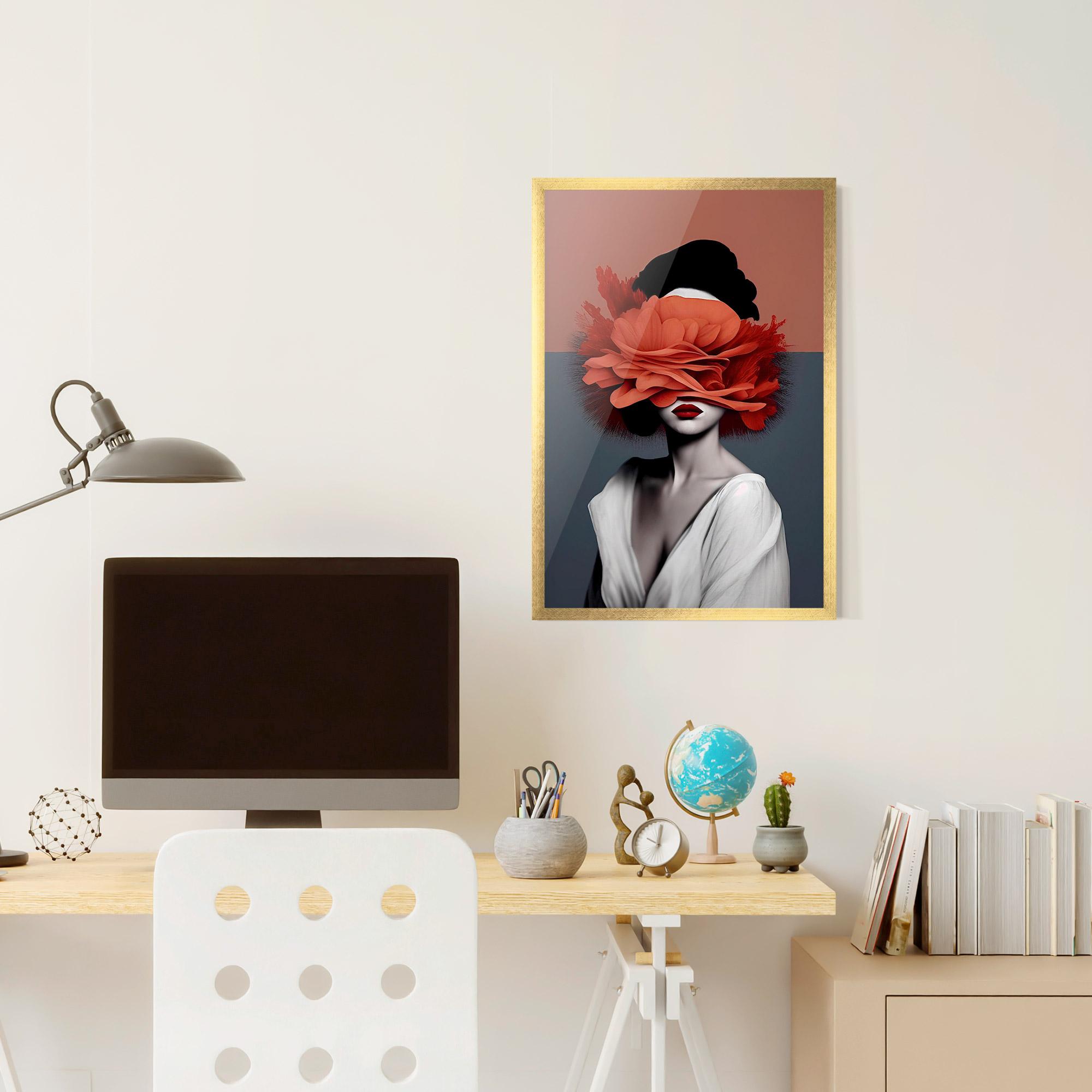 Gerahmte Poster Red Flower Woman mockup 6