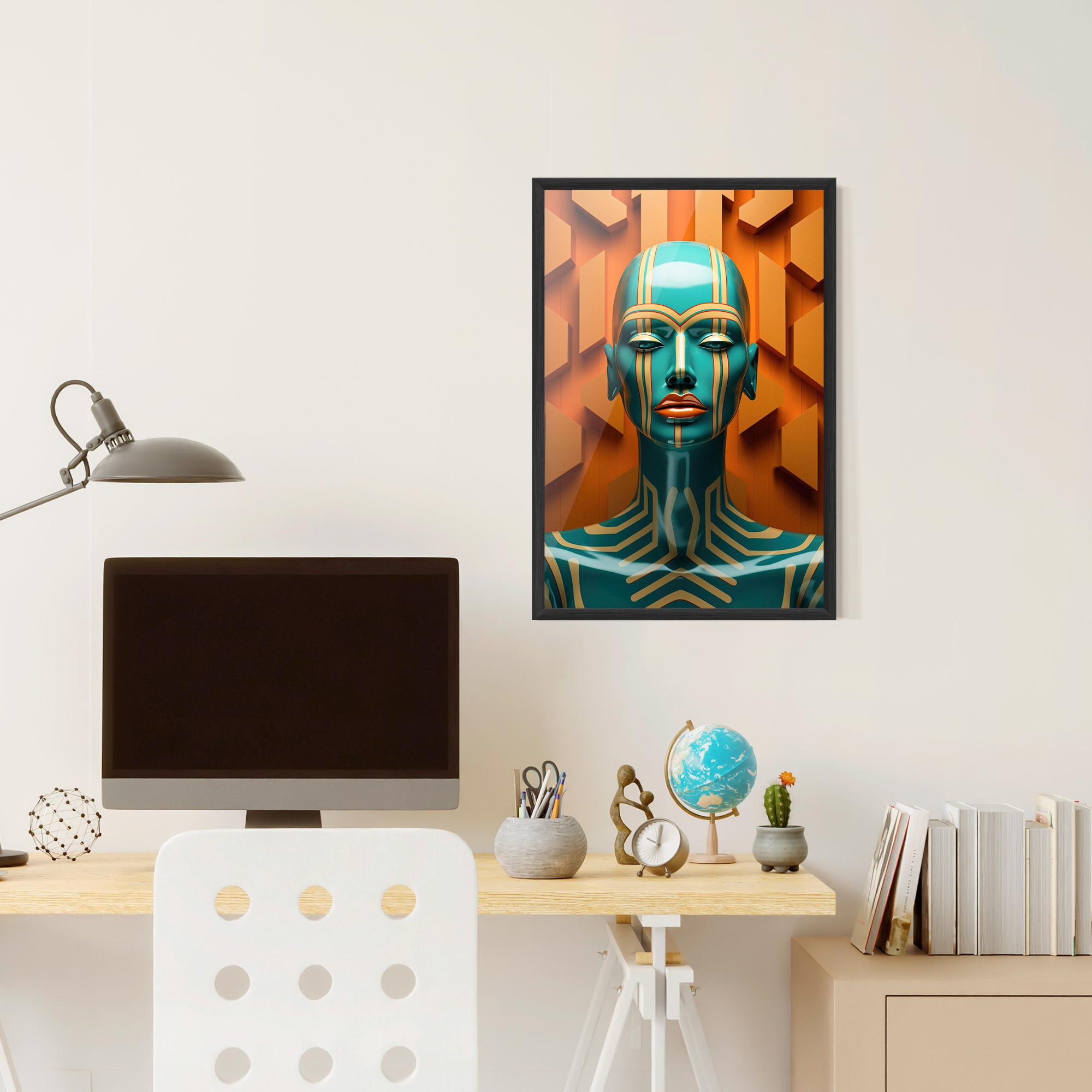 Gerahmte Poster Abstract Blue Woman mockup 6