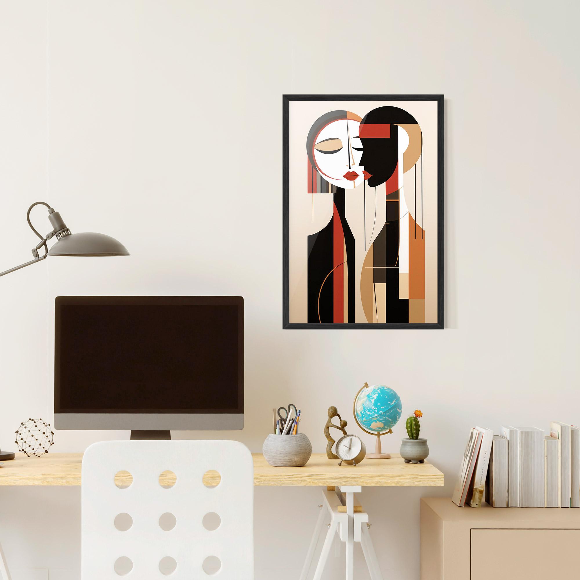 Gerahmte Poster Abstract Couple Kissing mockup 6