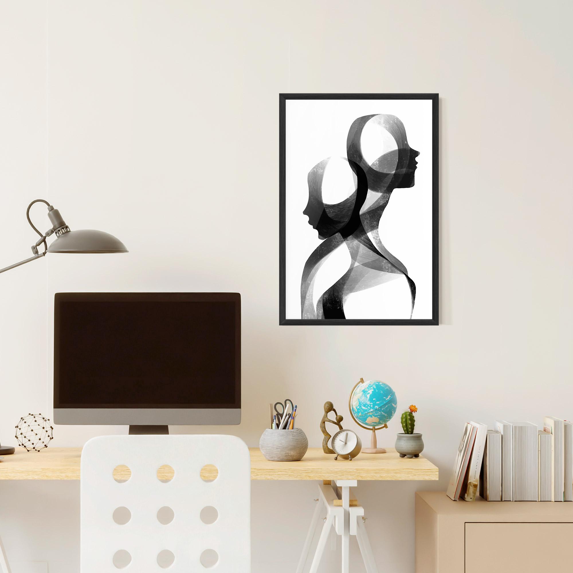 Gerahmte Poster Abstract Grey Couple mockup 6