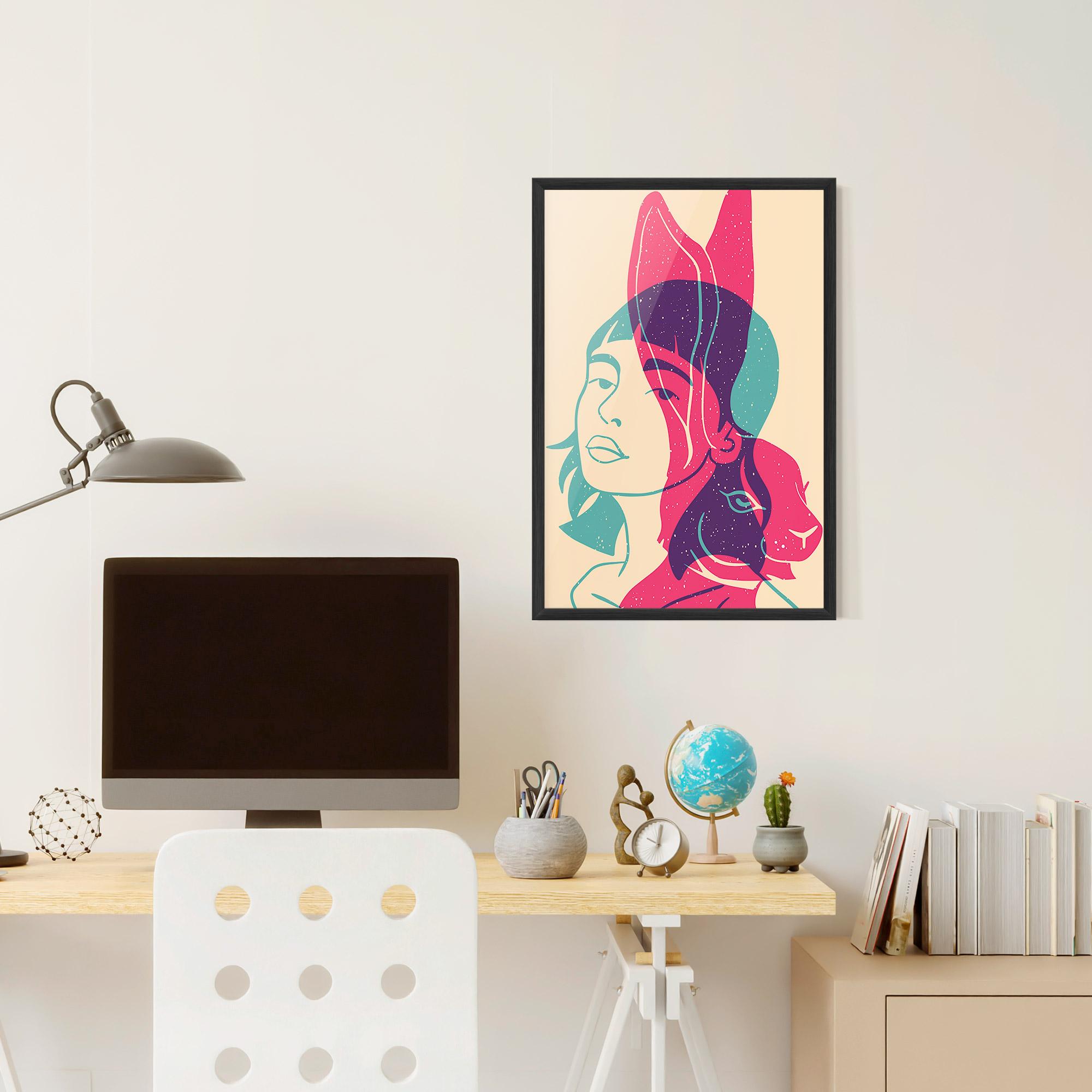 Gerahmte Poster Girl Rabbit mockup 6