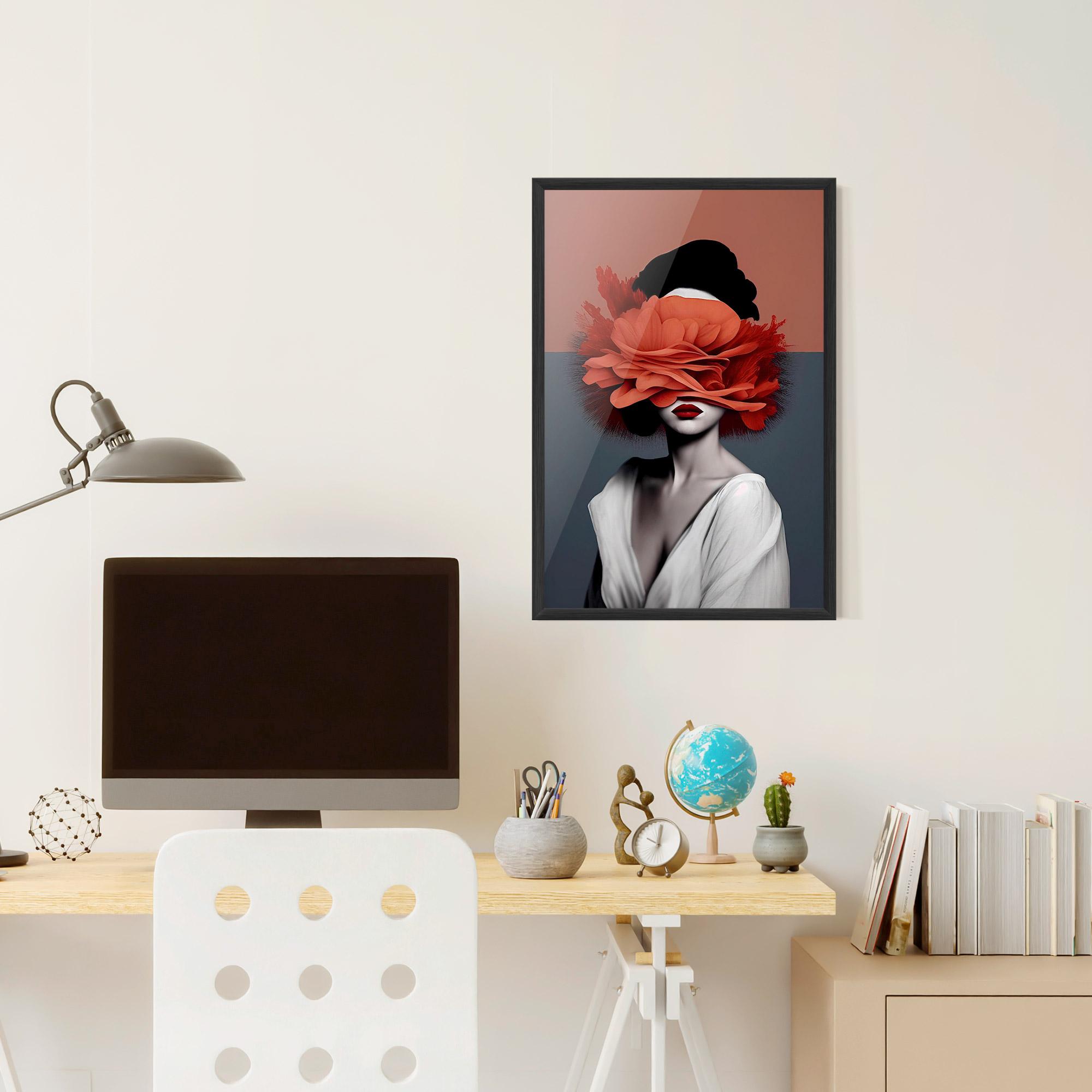 Gerahmte Poster Red Flower Woman mockup 6