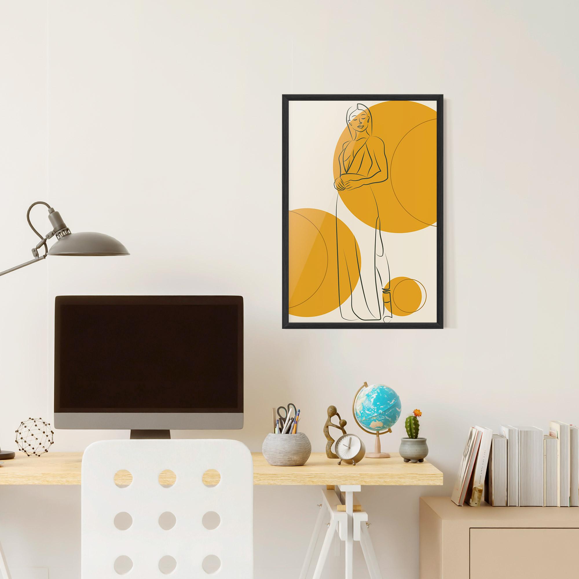 Gerahmte Poster Yellow Circle Lady mockup 6