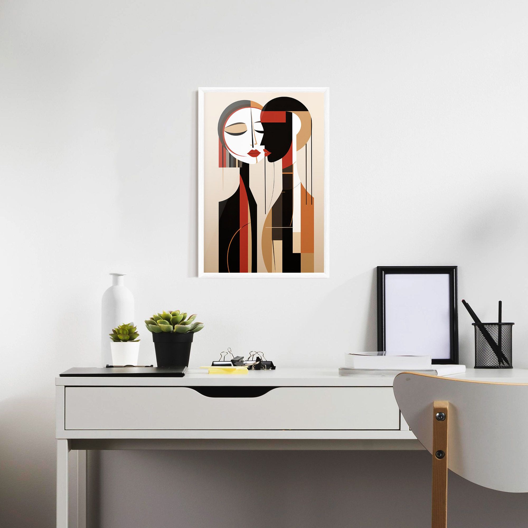 Abstract Couple Kissing mockup 7