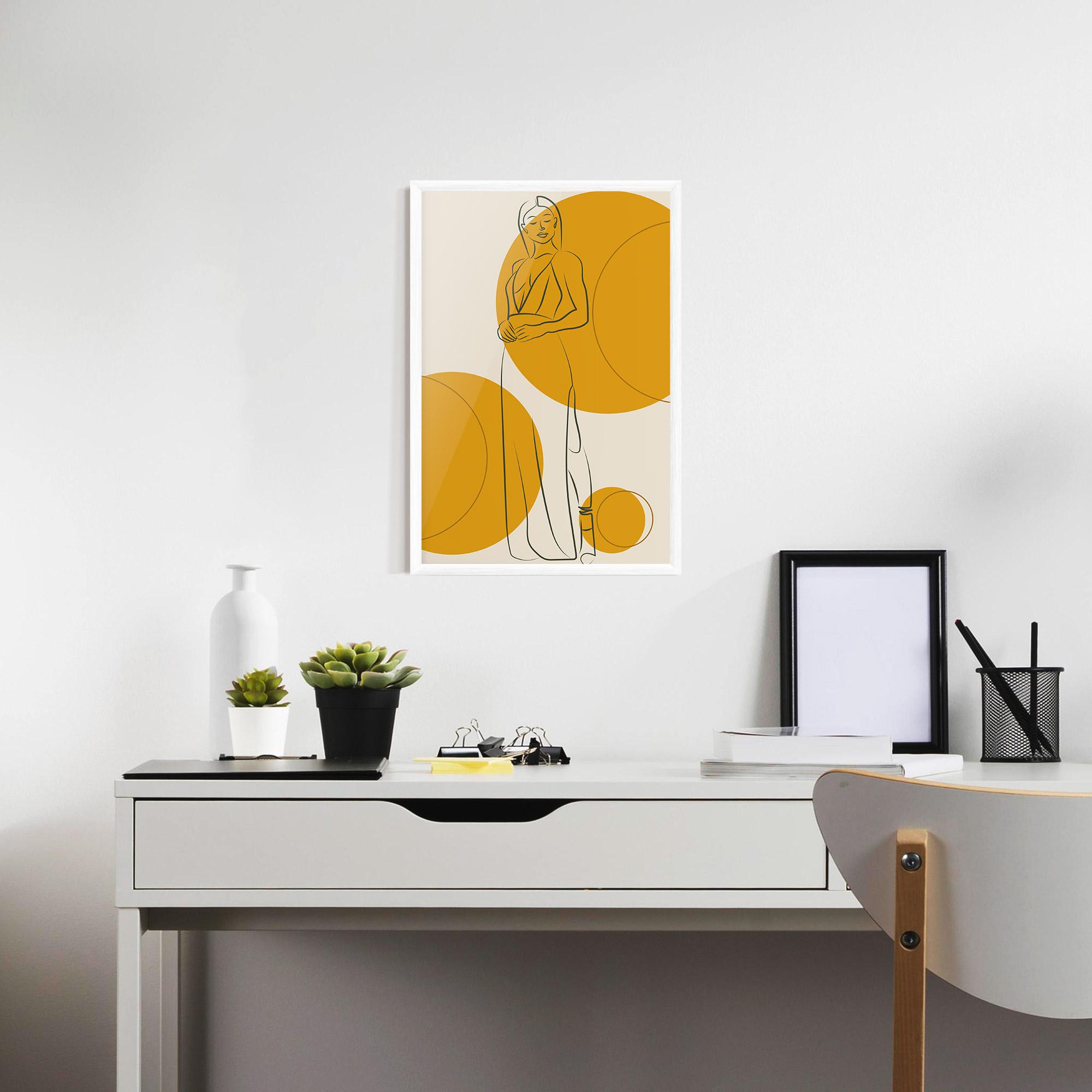 Gerahmte Poster Yellow Circle Lady mockup 7