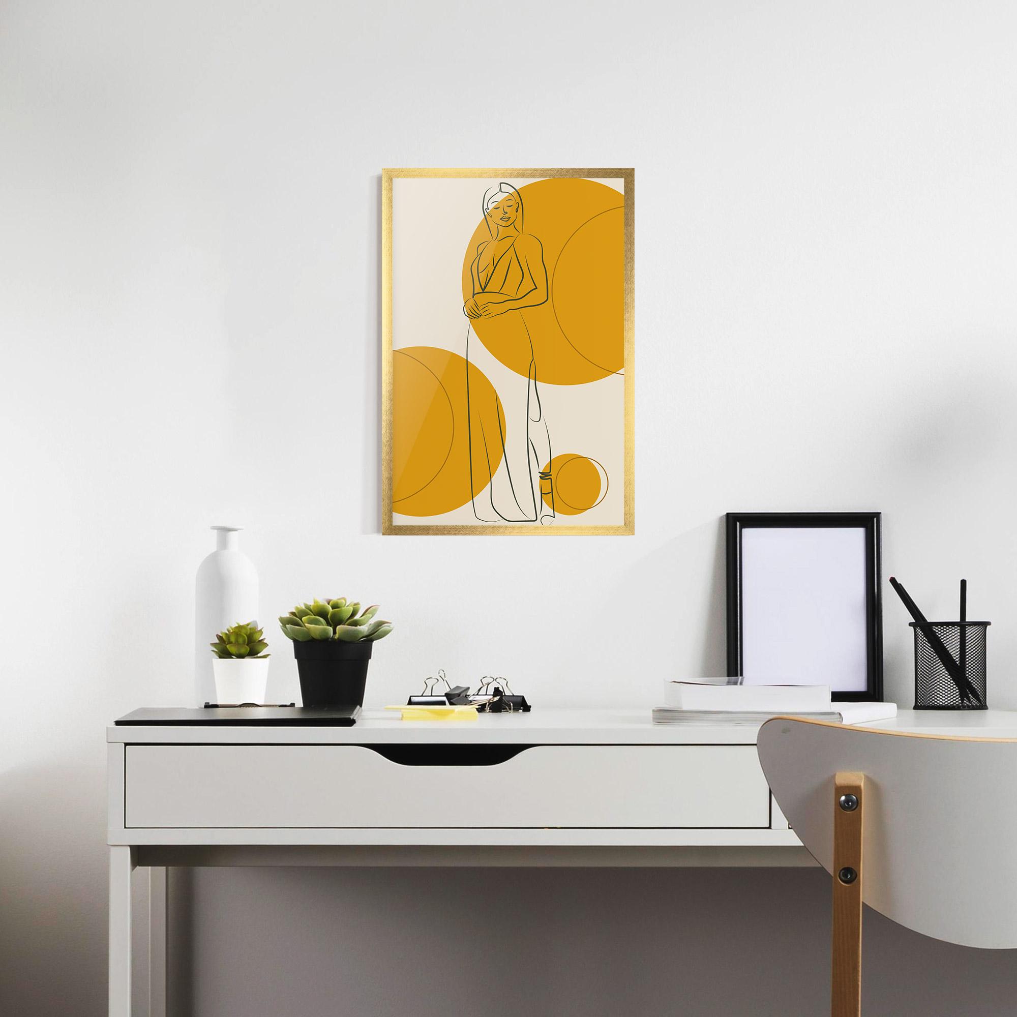 Gerahmte Poster Yellow Circle Lady mockup 7
