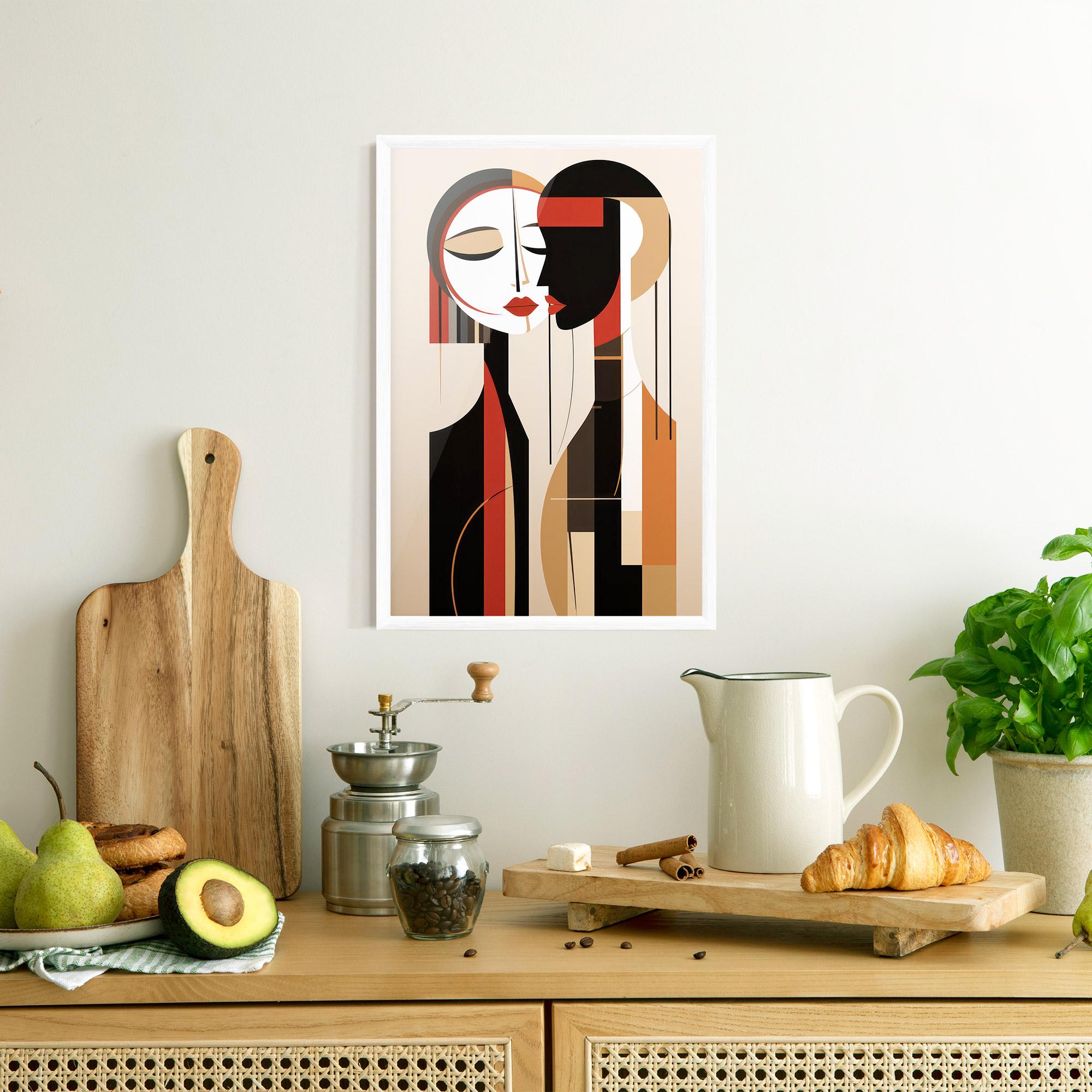 Gerahmte Poster Abstract Couple Kissing mockup 8